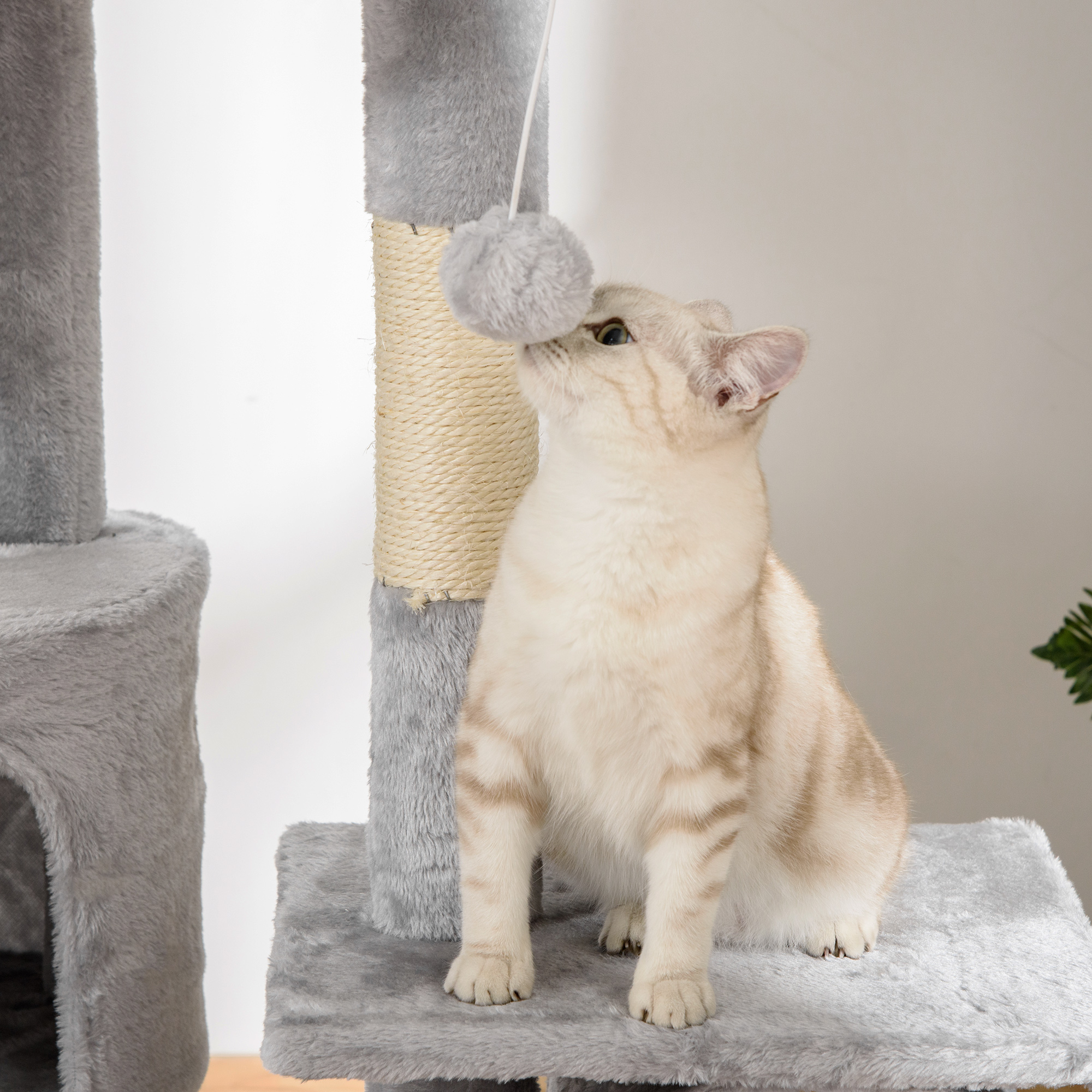 Katzenkratzbaum 240-260 cm Deckenhoch Kratzbaum groß Kletterbaum Katze Kratzbaum für große Katzen mit Sisalseil Hellgrau
