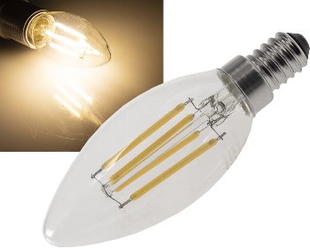LED Kerzenlampe E14 "Filament K4" / 3000k, 400lm, 230V/4W, warmweiß