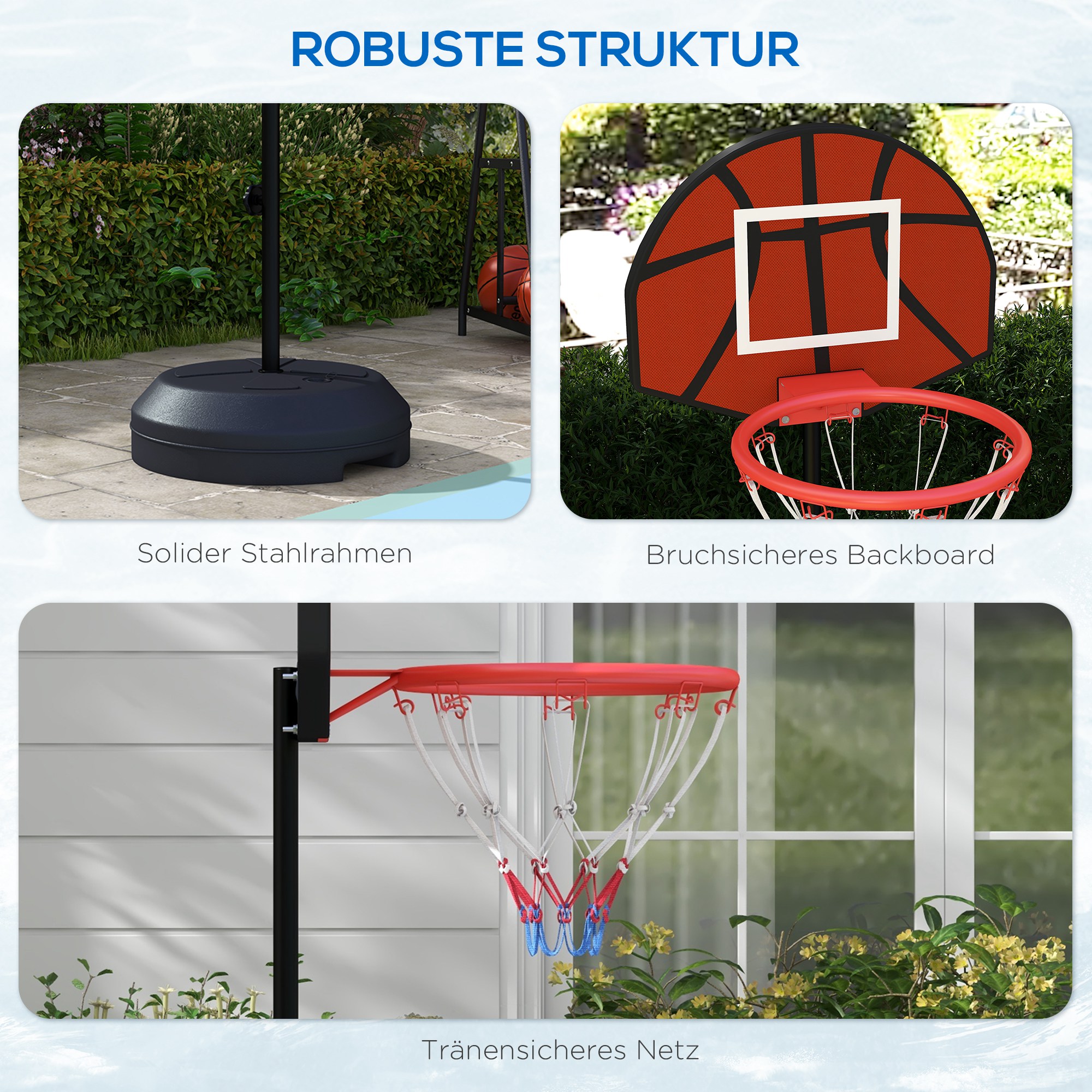 Basketballständer, höhenverstellbar, 98-148cm, schwarz