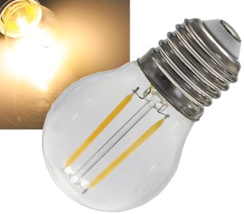 LED Tropfenlampe E27 "Filament T4" / 3000k, 524lm, 230V/4W, warmweiß