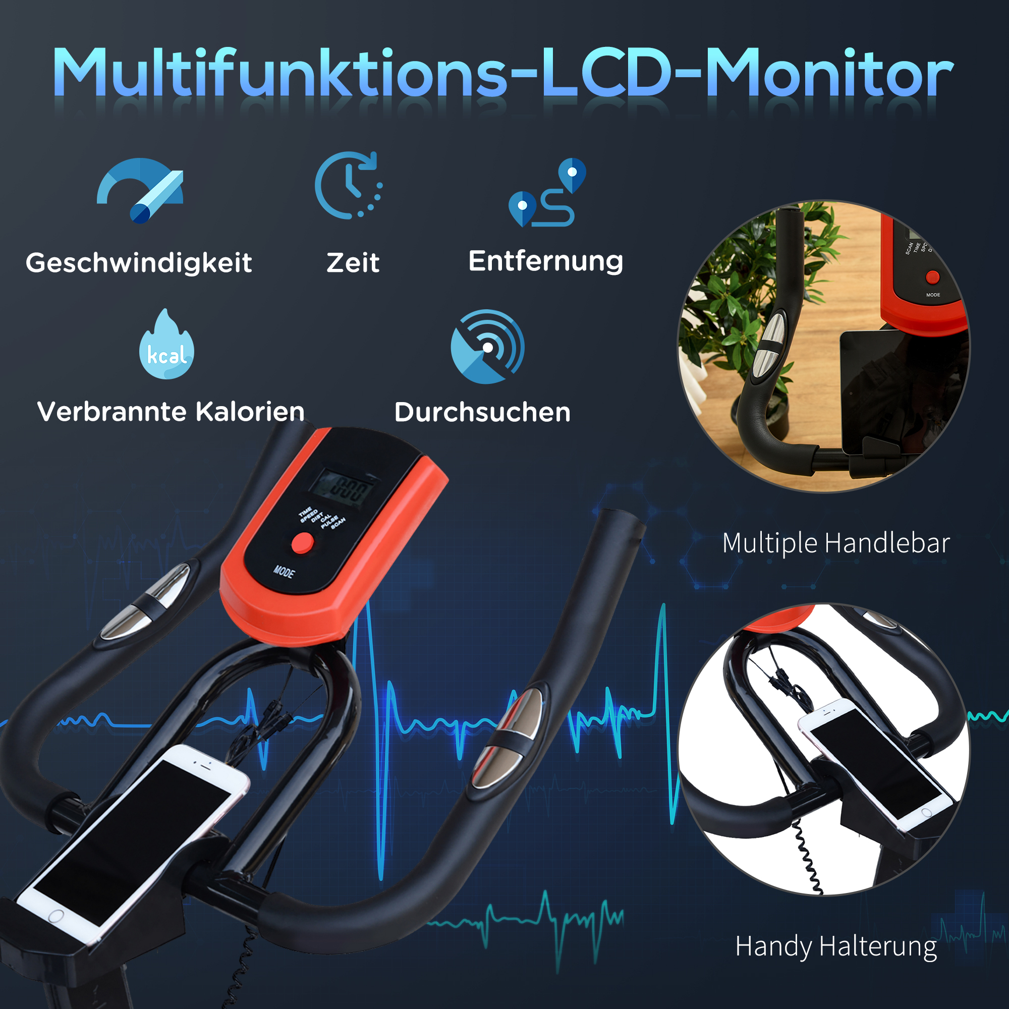 Indoor Cycling Bike Trainer Home Gym Fahrradtrainer Fitnessfahrrad 85 x 46 x 114 cm