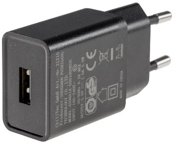 Stecker-Netzteil mit USB "CTN-0510" / Ein 110-240V~, Aus 5V=, 1A, 5W, schwarz