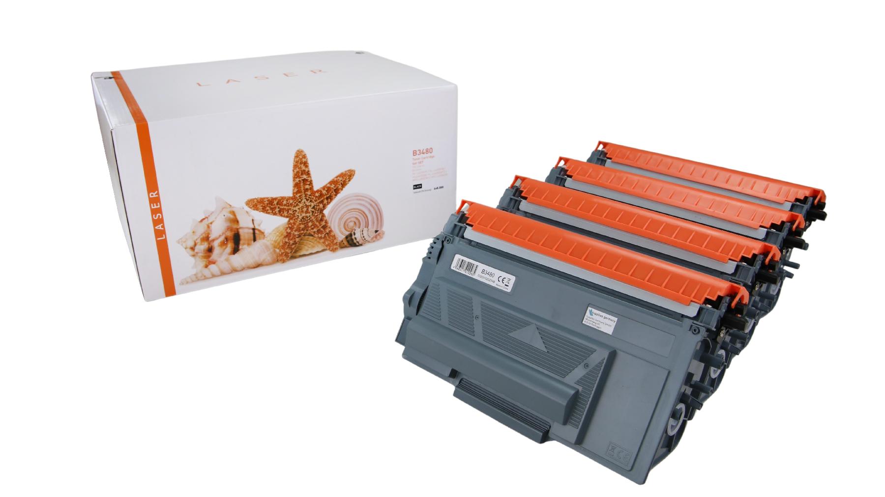 4er Set TN3480 alternativ Toner schwarz für Brother / TN3480 / 4x8.000 Seiten