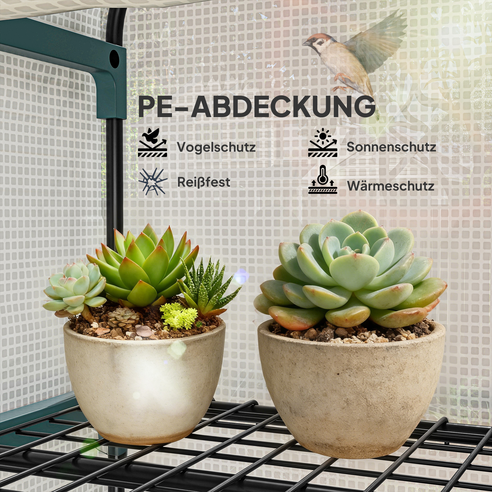 Folien-Gewächshaus, Treibhaus, Mini-Gewächshaus, Pflanzenhaus, Frühbeet, 4 Regalfächer, 70 x 50 x 160 cm, Weiß