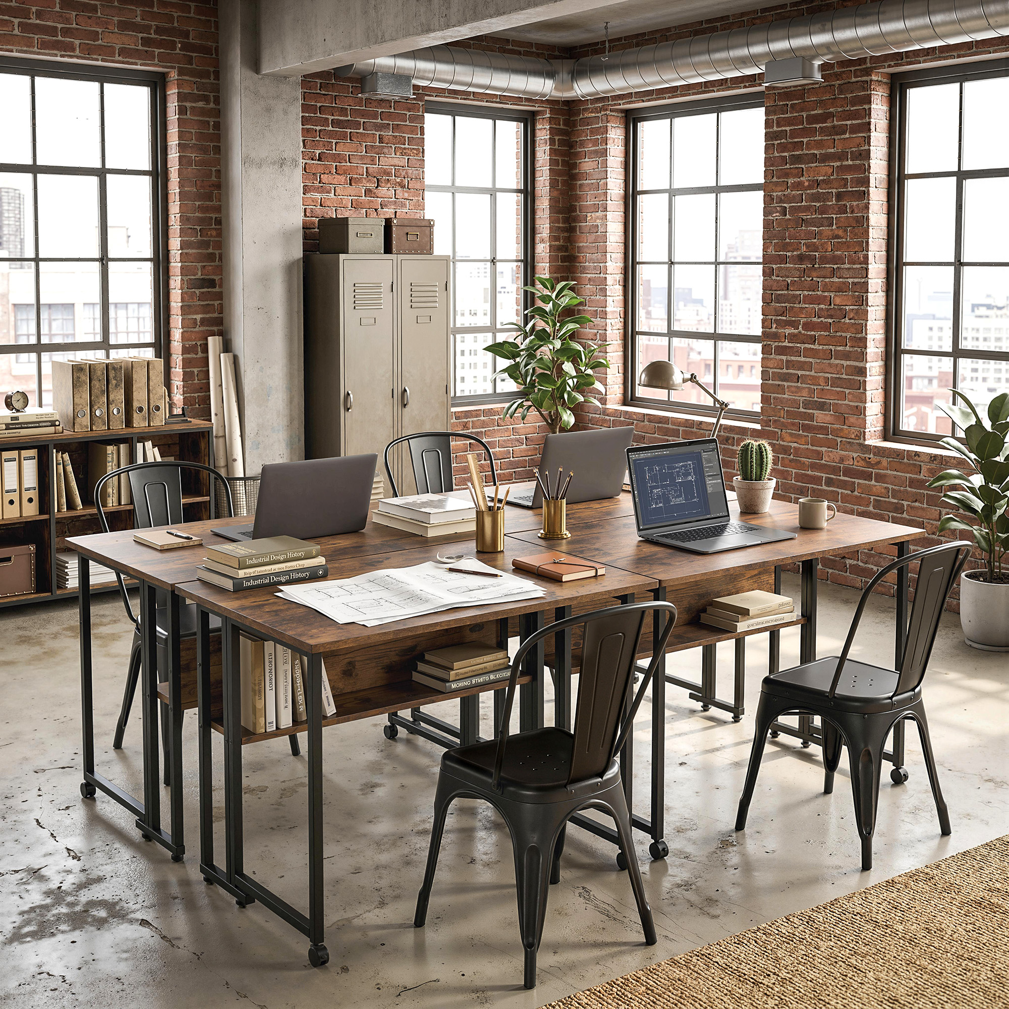 klappbarer Schreibtisch mit Ablagefach, 80 cm Klapptisch für kleine Räume, Büro, Rustikales Braun