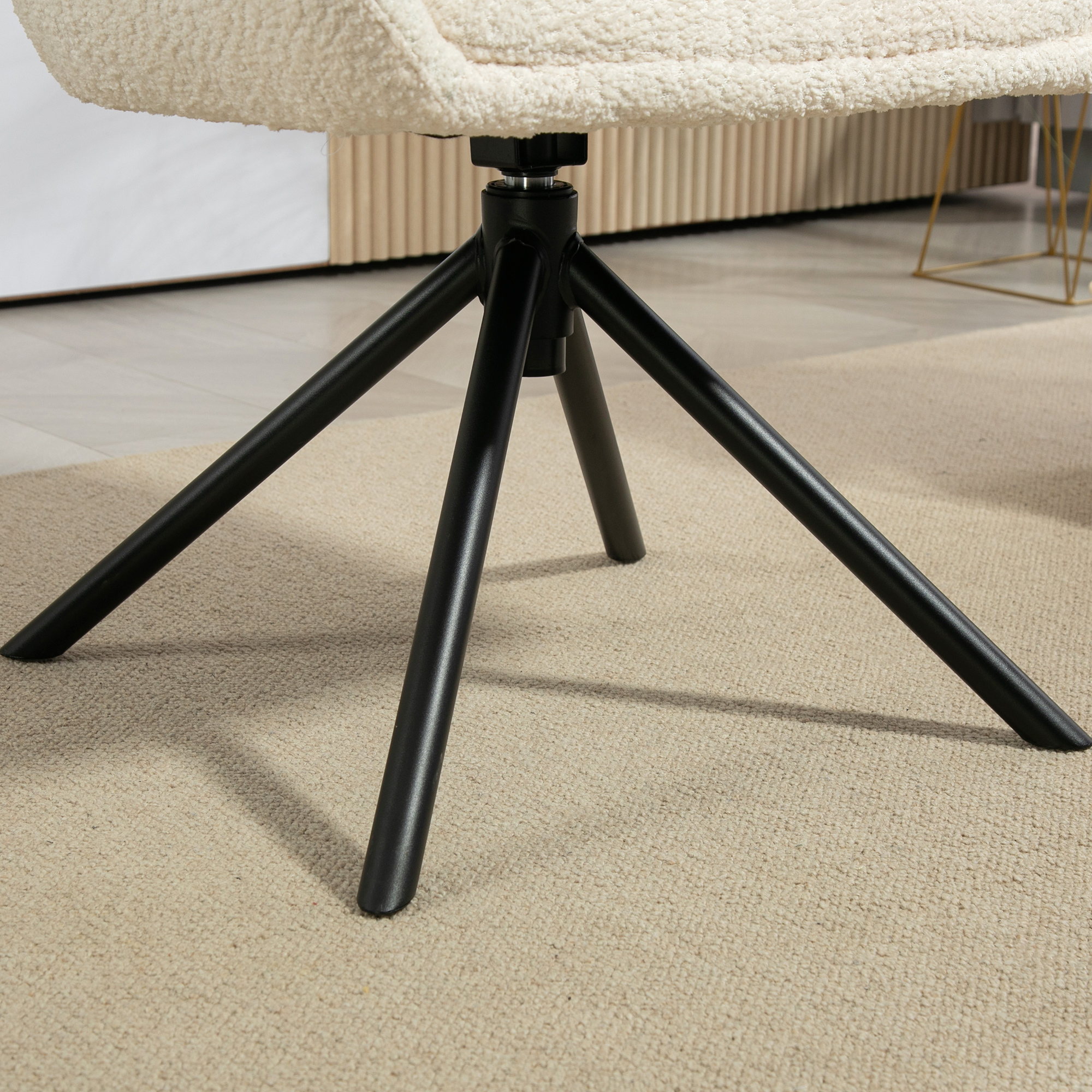 Sessel, Polsterstuhl mit bequemer Sitzschale, drehbar, kuscheliger Bezug, bis 120 kg, Cremeweiß