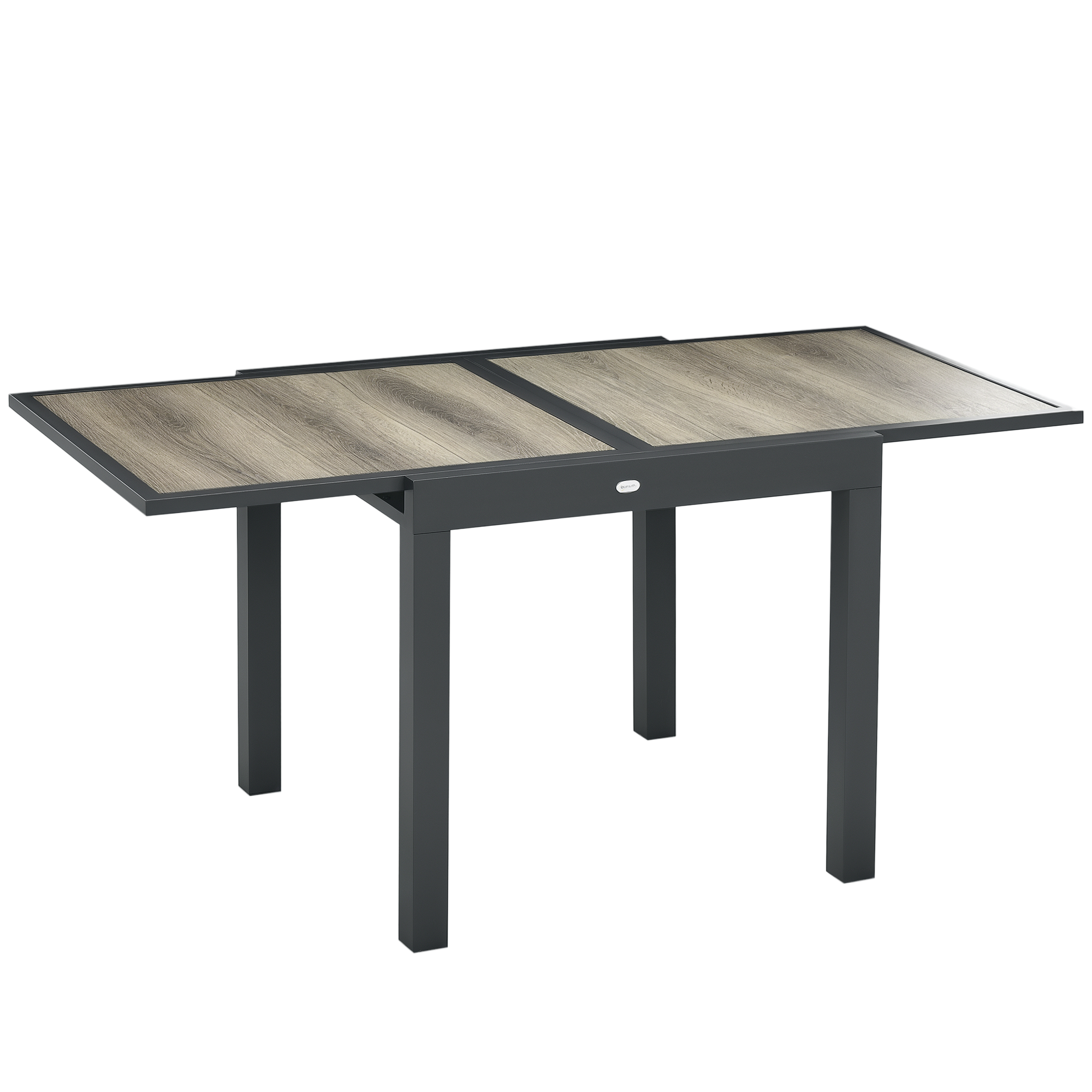 Gartentisch, ausziehbar, pflegeleicht, Aluminiumrahmen, Holzoptik, 160 x 80 x 75 cm