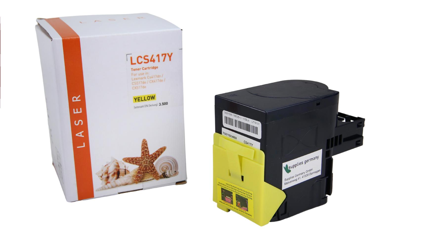 CS417Y alternativ Toner gelb für Lexmark / 71B2HY0 / 3.500 Seiten CS417Y alternativ Toner gelb für Lexmark / 71B2HY0 / 3.500 Seiten