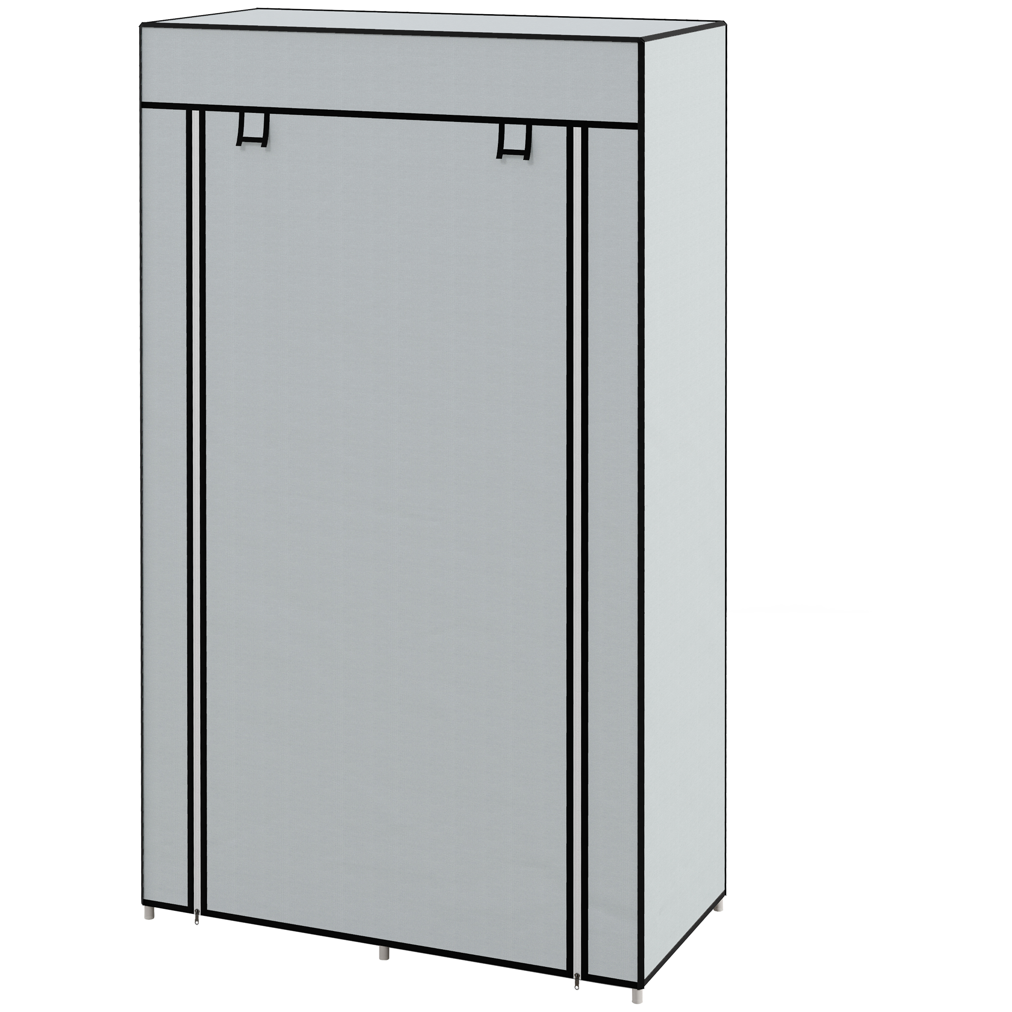 Kleiderschrank Stoffschrank 1 Kleiderstange, 2 Schubladen, 83 x 42.5 x 162,5 cm, Grau