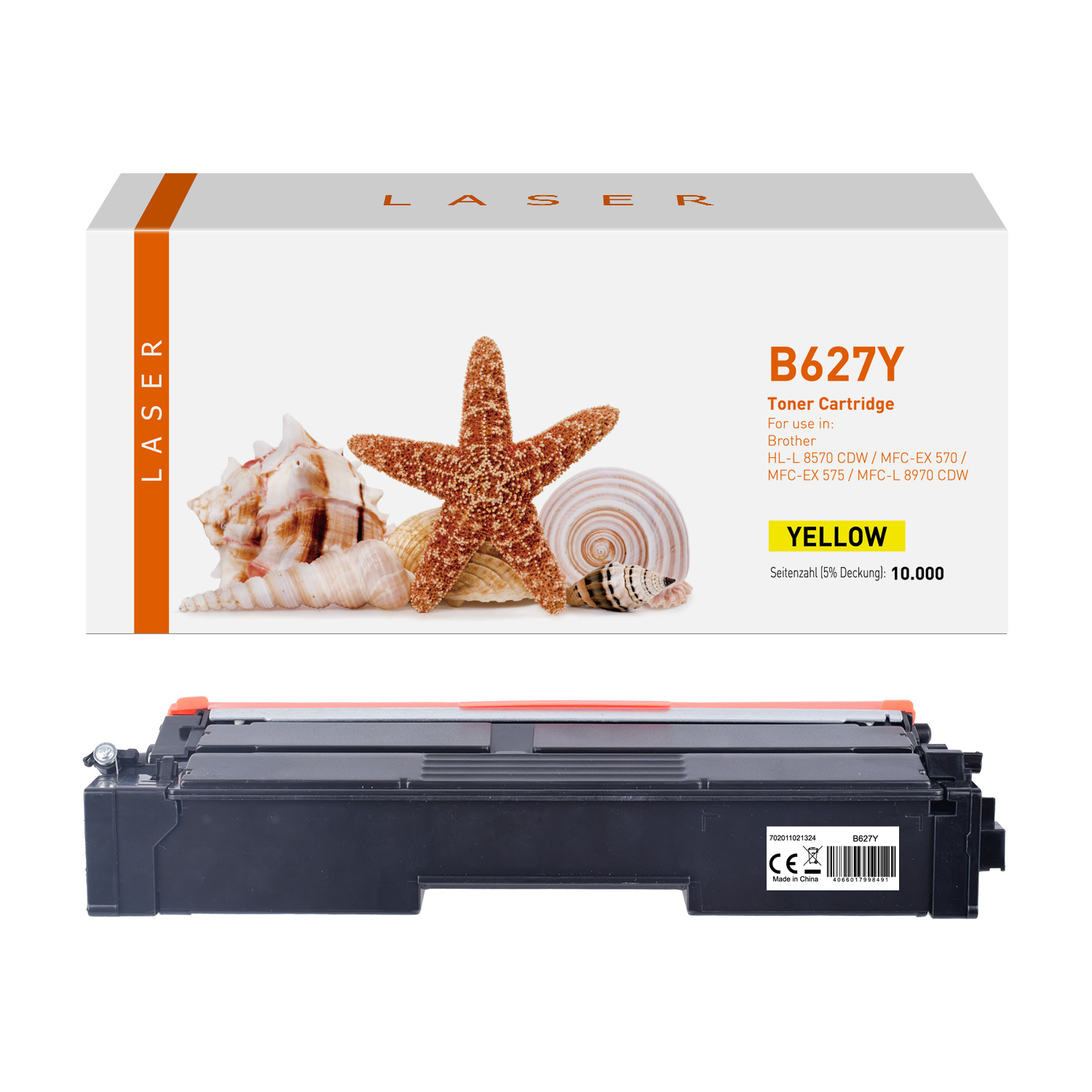 Toner gelb, alternativ zu Brother TN-627 Y, 10000 Seiten