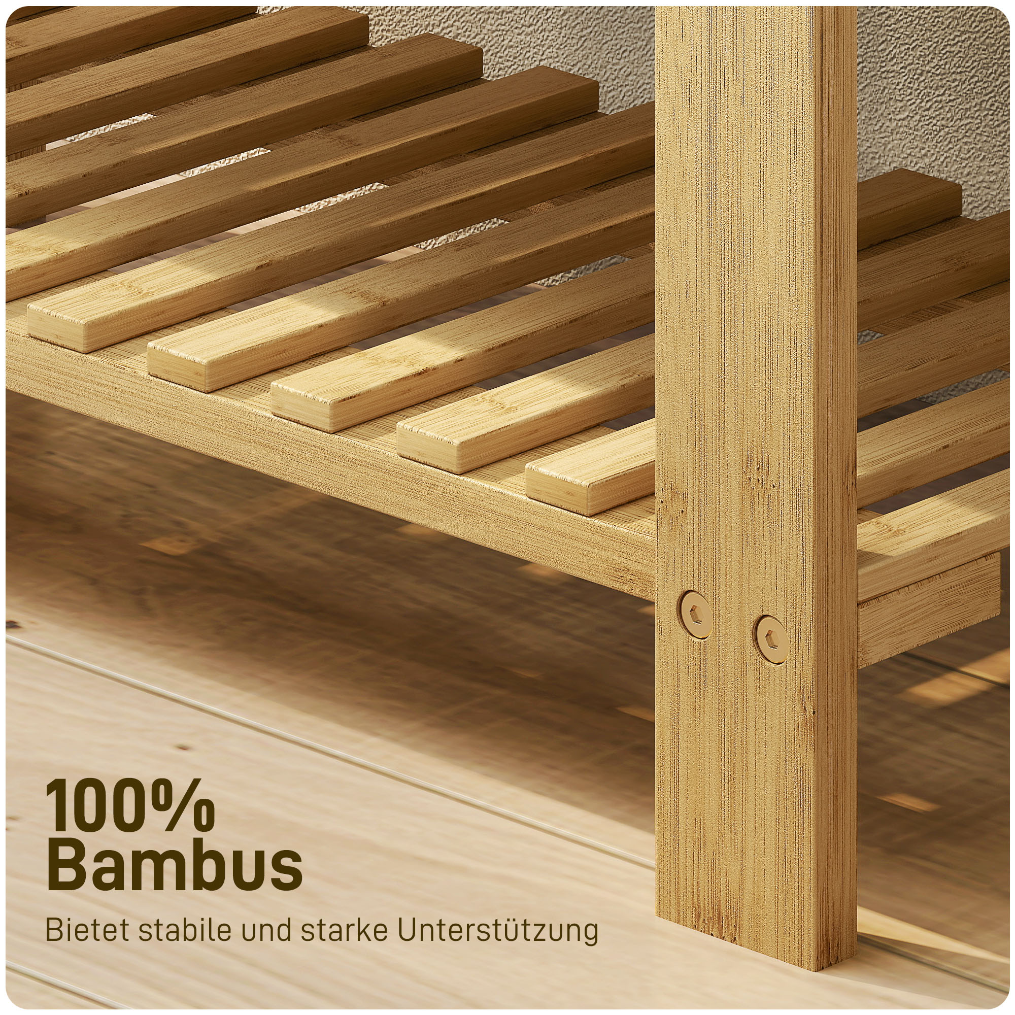 Schuhbank mit Sitzfläche, Bambus Sitzbank mit Stauraum, 2 offene Fächer, Sitzbank 60 x 29 x 49 cm Grau