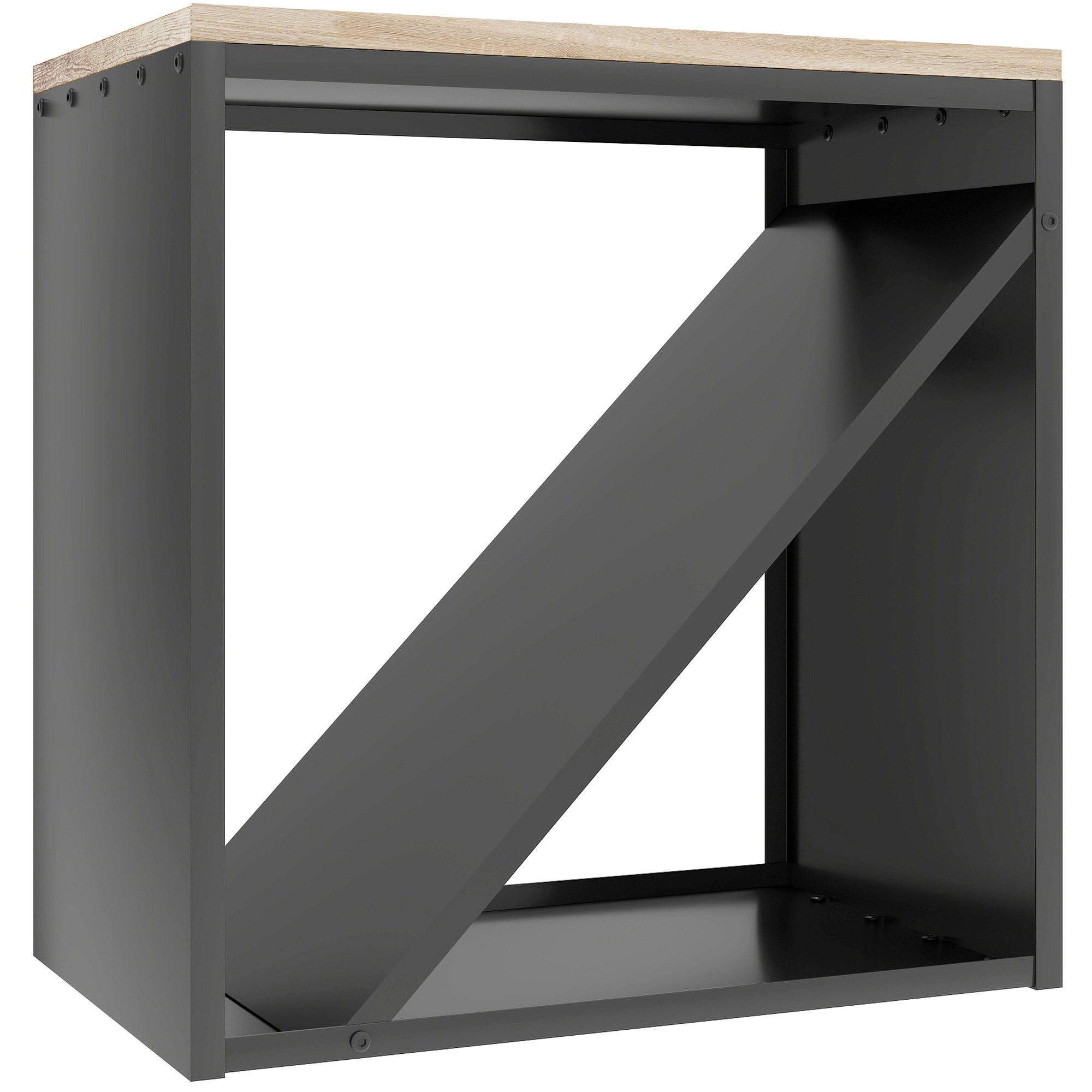 2-in-1 Kaminholzregal für innen 58 x 36 x 60cm erhöhtes Brennholzregal mit Trenner Metall Schwarz 2-in-1 Kaminholzregal für innen 58 x 36 x 60cm erhöhtes Brennholzregal mit Trenner Metall Schwarz