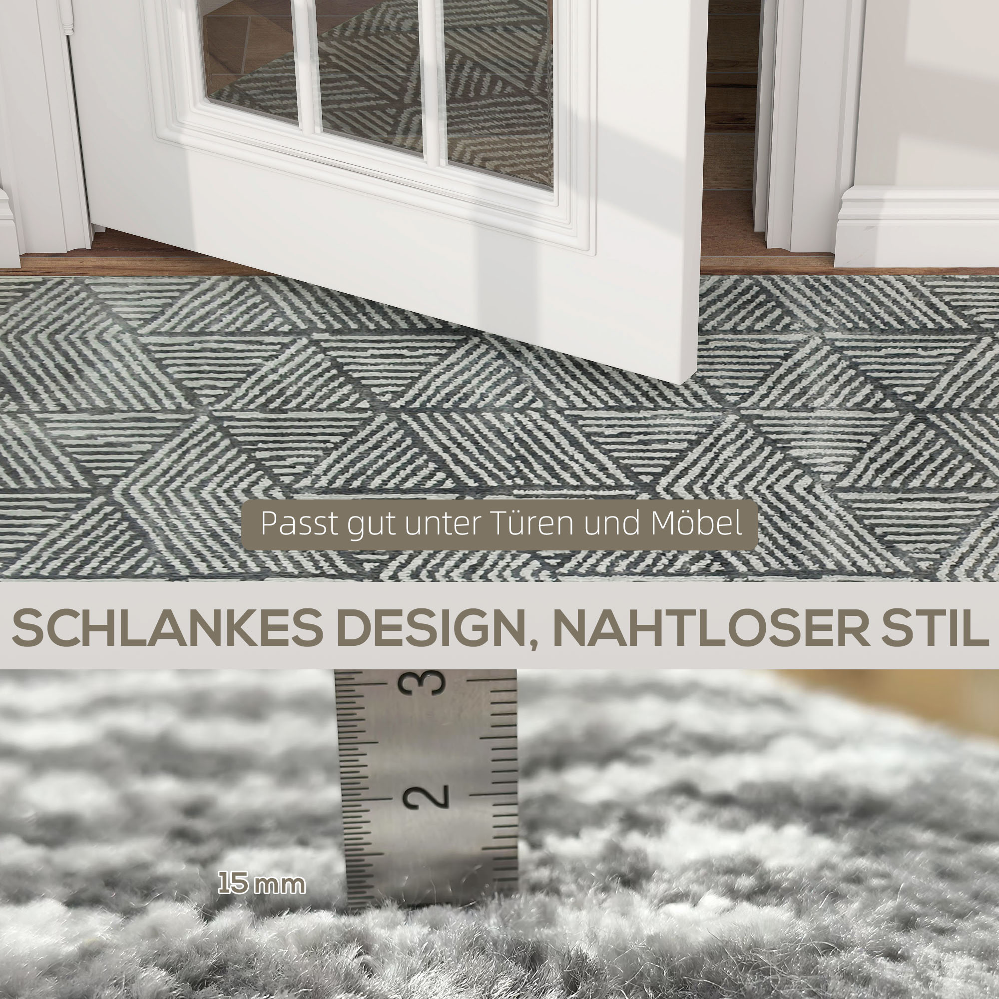 Teppich Wohnzimmerteppich im Modern Stil, waschbar Flächenteppich 150 x 80 cm Dunkelgrau