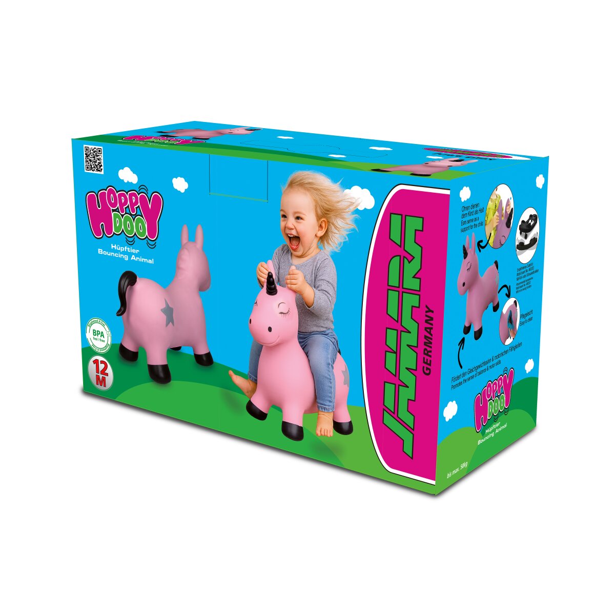 Hüpftier Einhorn HoppyDoo pink mit Pumpe