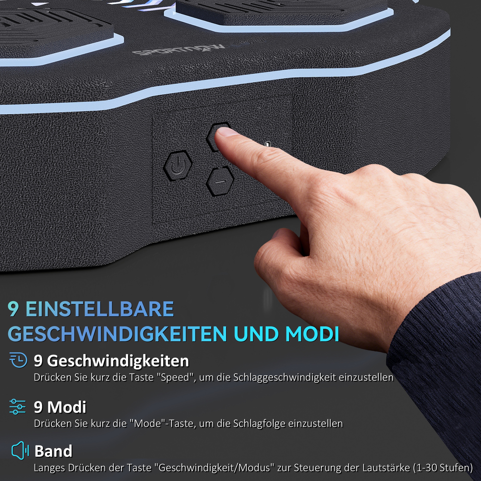 Musikboxmaschine, Bluetooth-Boxgerät, Wandmontage, 9 Geschwindigkeiten und Modi, LED-Lichter, Schwarz