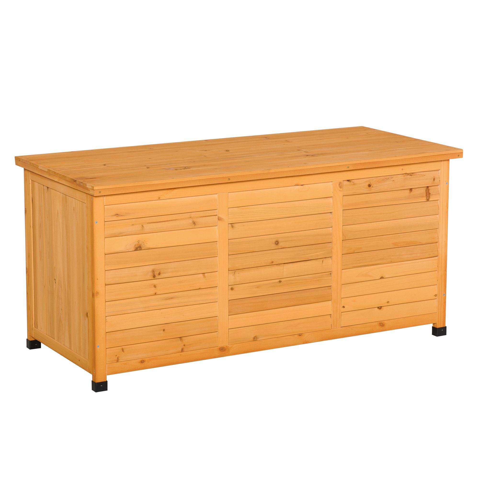 Gartenbox, Kissenbox, Aufbewahrungsbox, Aufbewahrungsbox, Gartentruhe, wetterbeständig, Massivholz, 127 x 56 x 60 cm Gelb