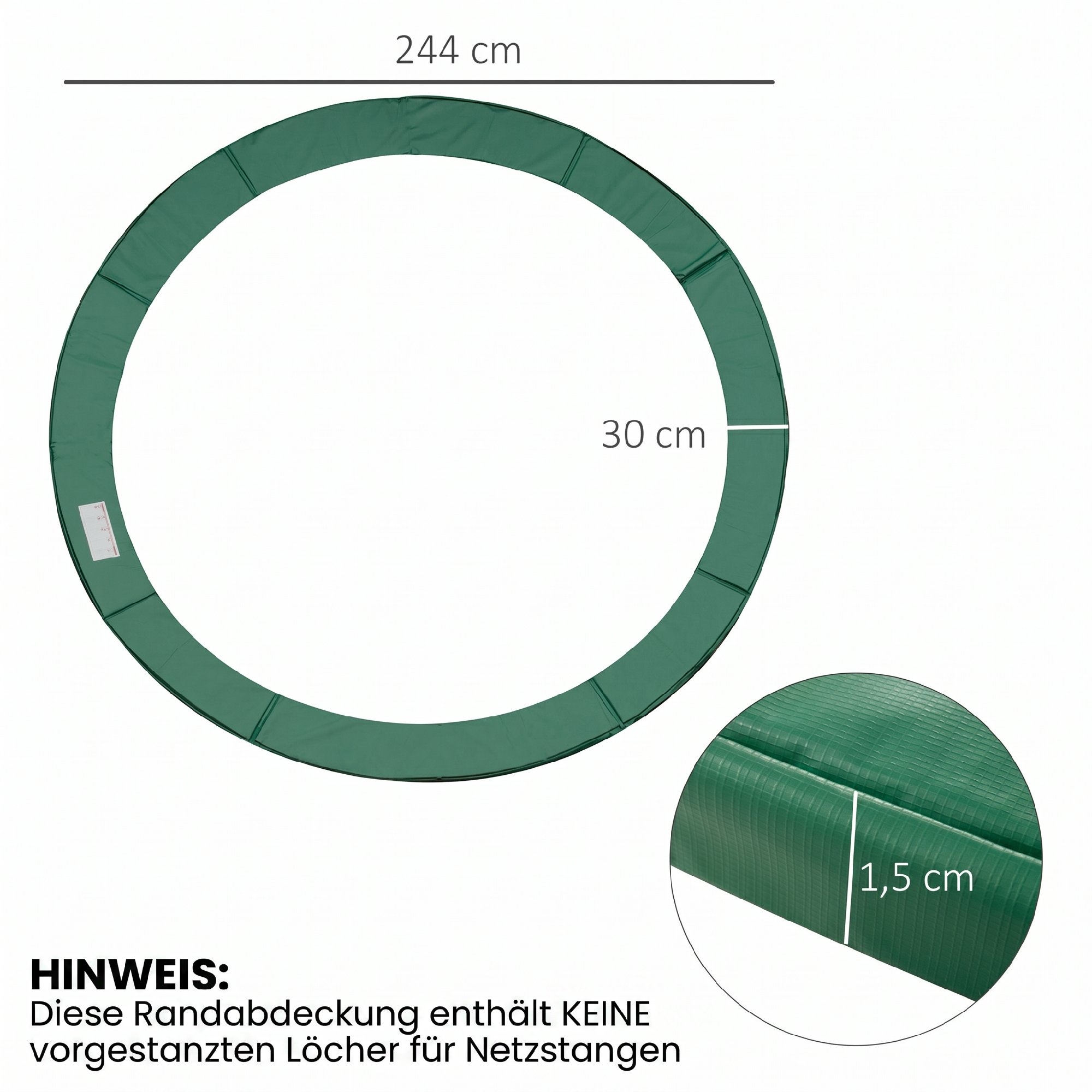 Trampolin Randabdeckung Sicherheitsnetz Wetterplane Leiter Randabdeckung: Ø 244cm Grün