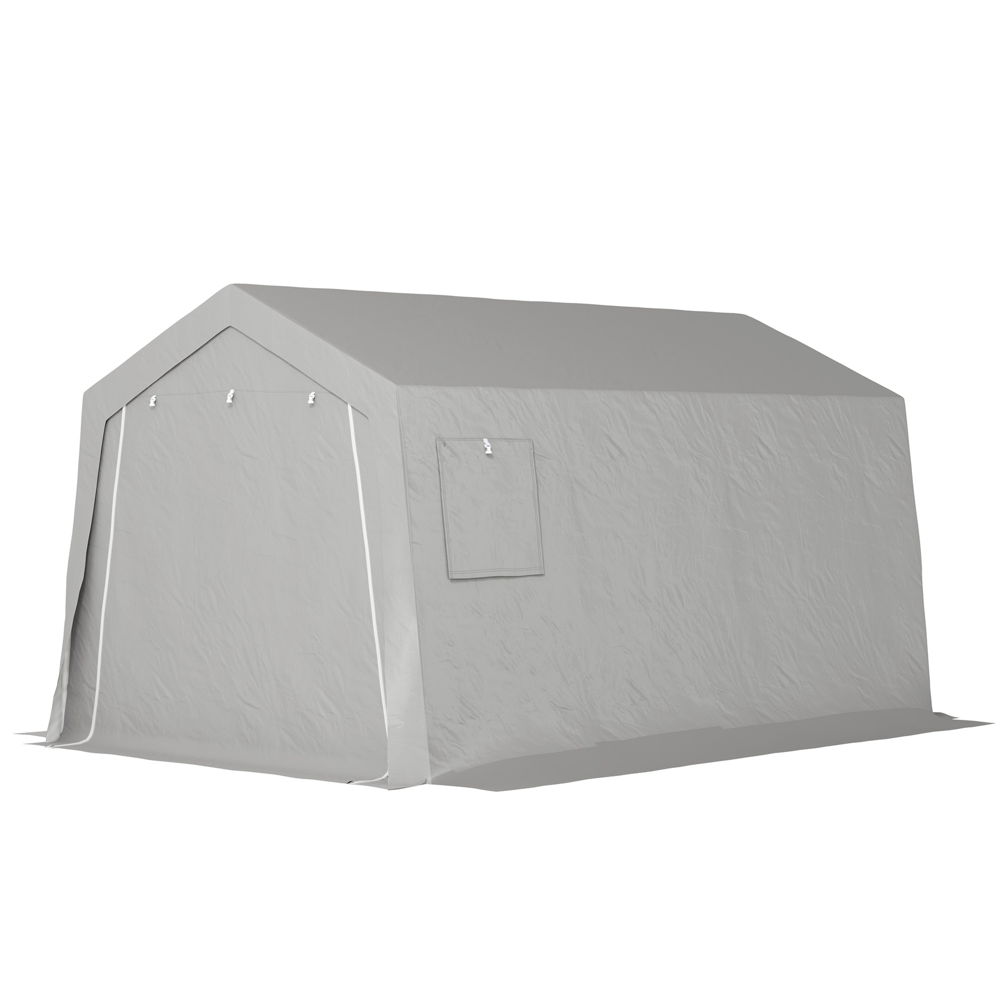 Gerätehaus mit Satteldach wasserdicht Gerätezelt mit Türen, Fenster 300x447x255 cm, Hellgrau