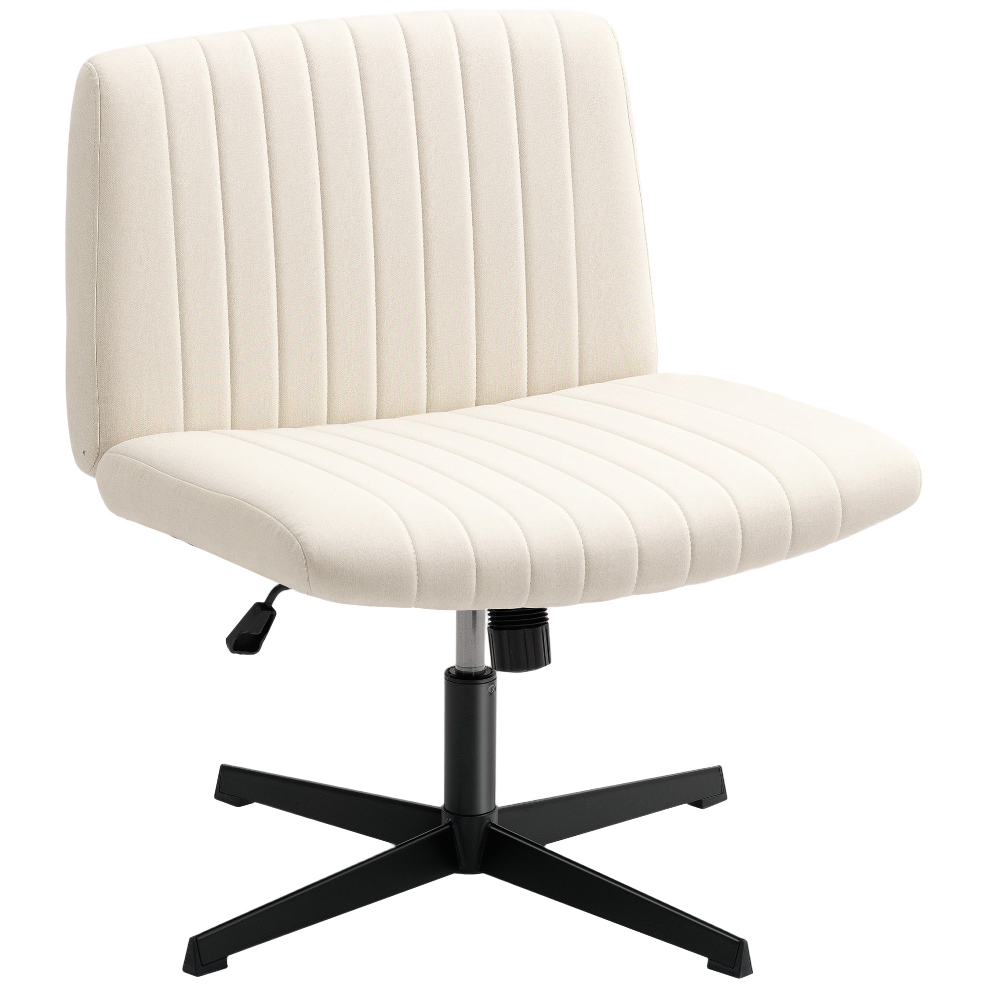Homeoffice Stuhl höhenverstellbar Drehstuhl mit Leinenoptik Schneidersitz-Stuhl bis 120 kg belastbar, Cremeweiß
