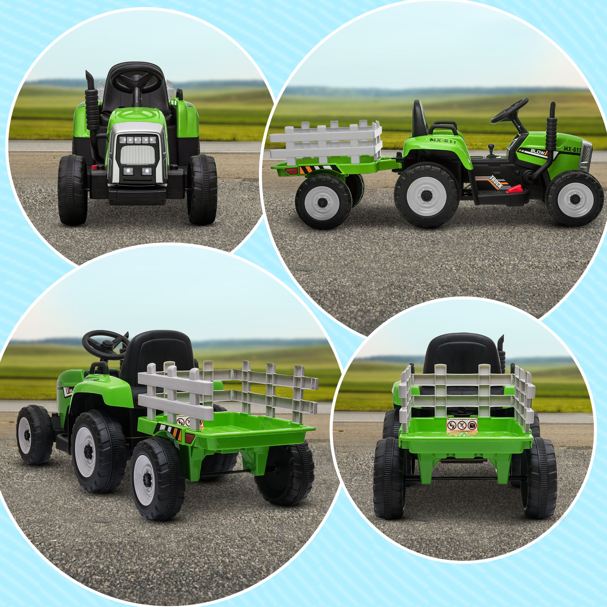 Kinderfahrzeug Kinder-Traktor, grün & schwarz