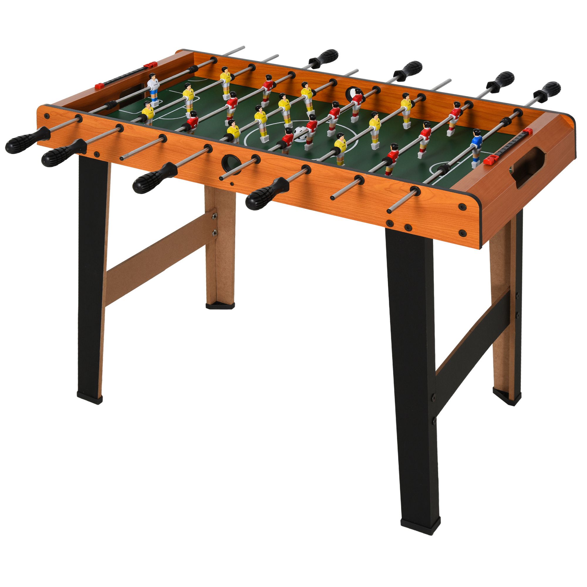 Tischkicker Kickertisch mit Edelstahlstangen, Für Jugendliche und Erwachsene, 84,5x40x61,2 cm, Schwarz