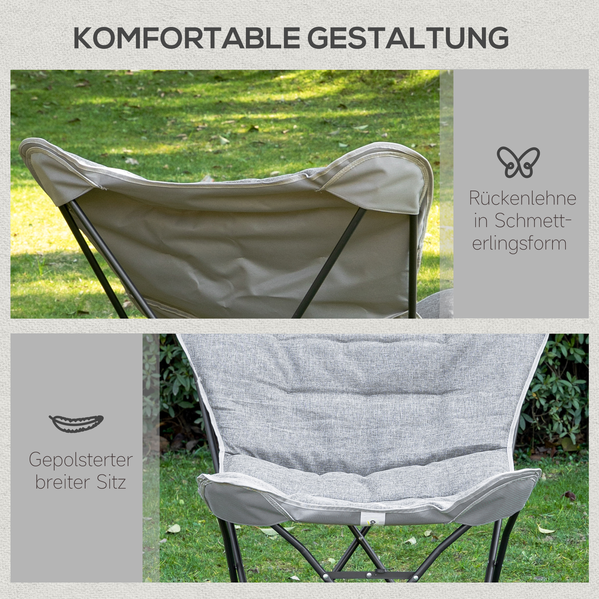 Faltstuhl faltbar Campingstuhl gepolstert Outdoor Klappstuhl bis 120kg belastbar robust Angelstuhl Gartenstuhl für Garten Camping Strand