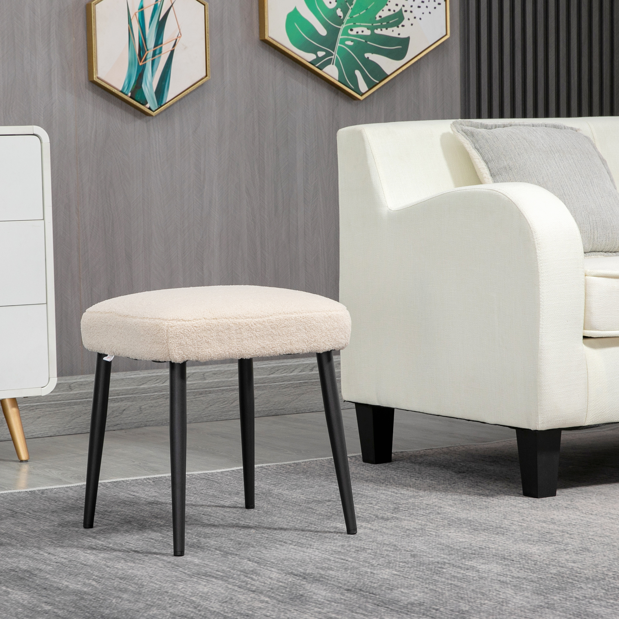 Hocker, Sitzhocker, Teddy, Fußhocker, Beige