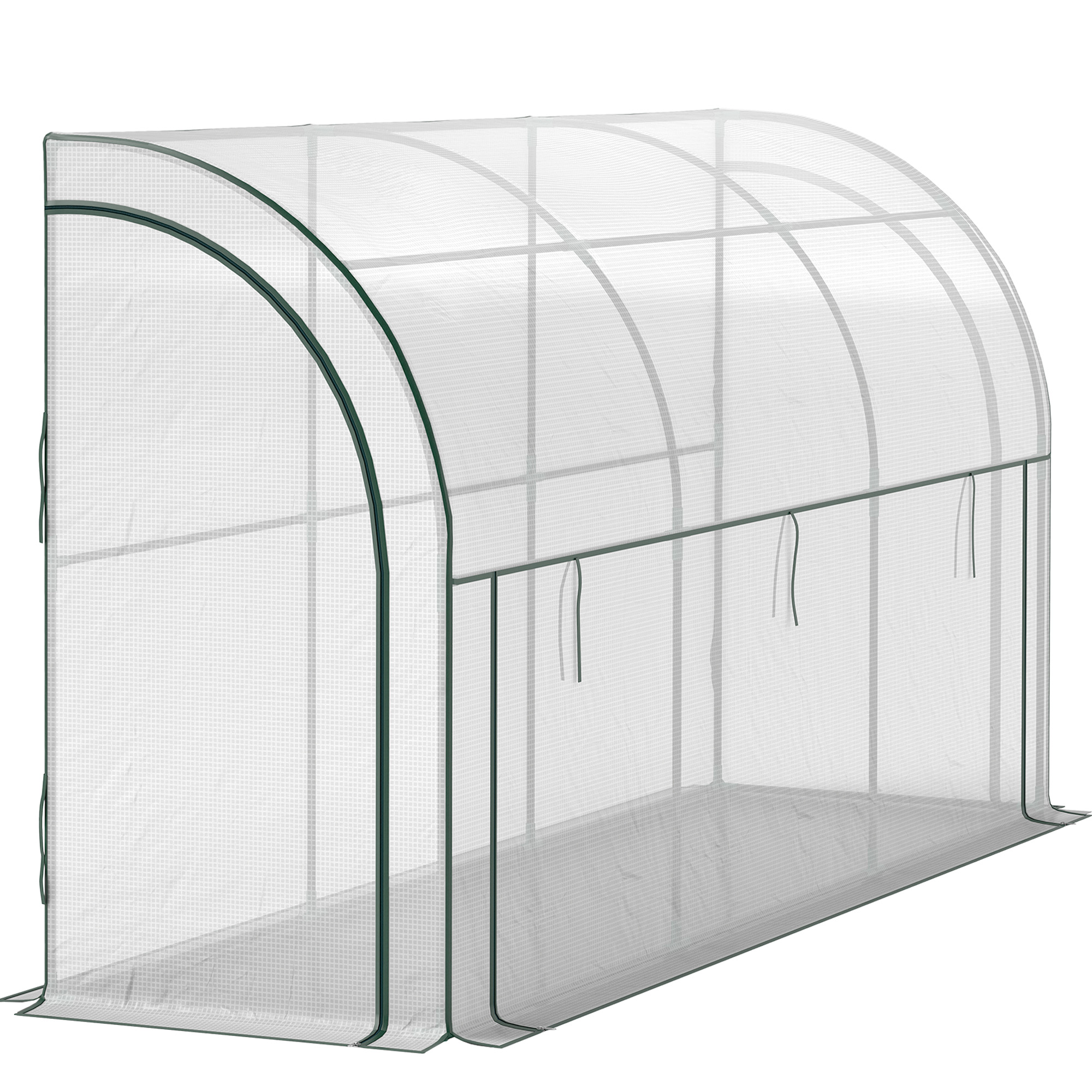 Wandmontiertes Gewächshaus, Zugängliches Pflanzenhaus, Kunststoff-Plane, 300 x 80 x 157 cm, Weiß