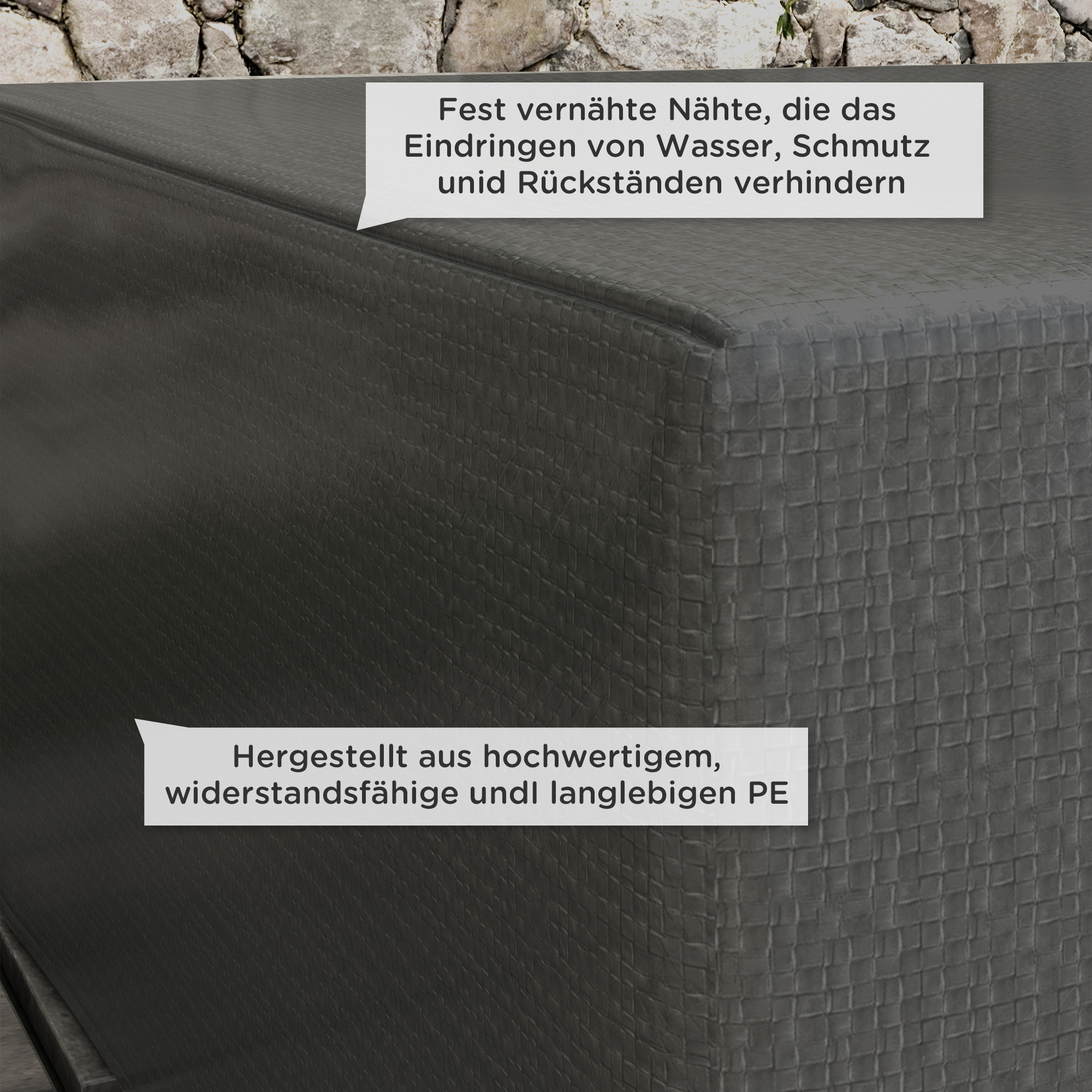 Schutzhülle für Gartenmöbel Winterfest Wasserdicht Abdeckung Anti-UV Abdeckplane 235 x 190 x 90cm Grau