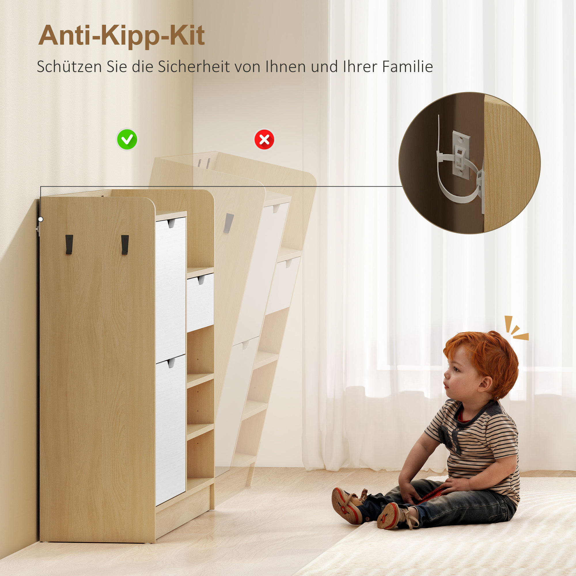 Schuhregal für Flur, Schuhschrank mit Kippschubladen, offenen Regalen, 4 Haken, für bis zu 14 Paar Schuhe, Natur