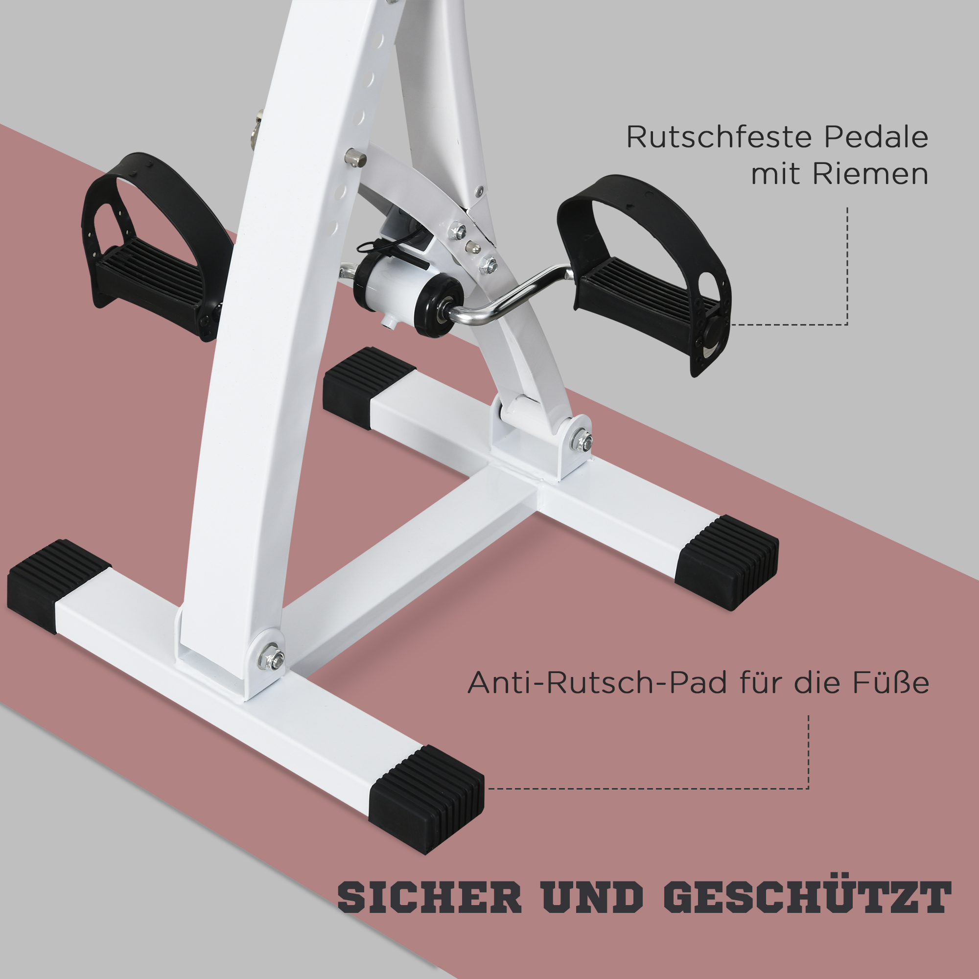 Pedaltrainer für Senioren extra Leise Mini Heimtrainer mit LCD Display Befestigungsband Arm- und Beintrainer Bewegungstrainer Tischfahrrad Mini Bike Fitnessgerät für Zuhause Büro