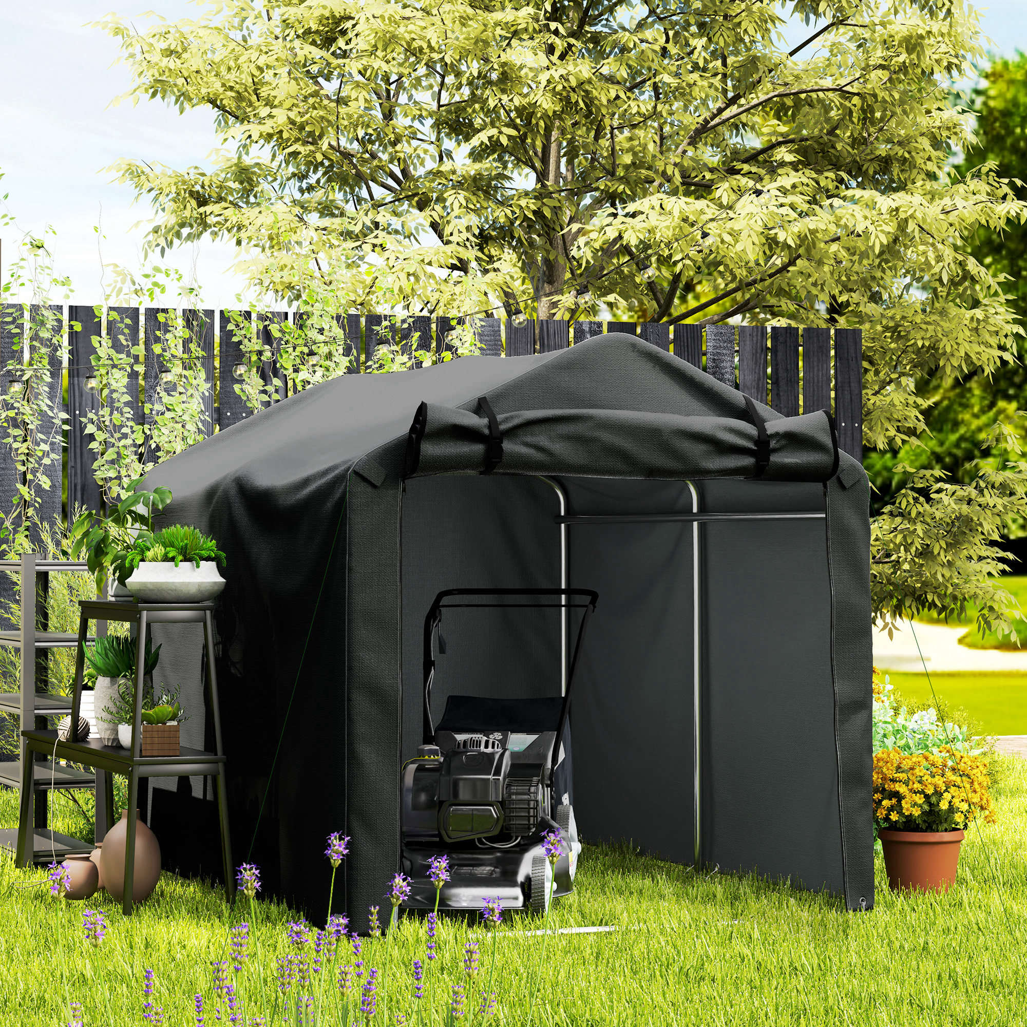 Garagenzelt, wasserdicht Zeltgarage mit Tür, UV-beständig 220 x 157 x 165 cm Schwarz