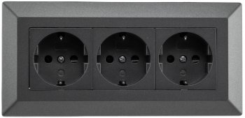 3-fach Steckdosenblock, anthrazit, 250V~/ 16A, Aufbaumontage