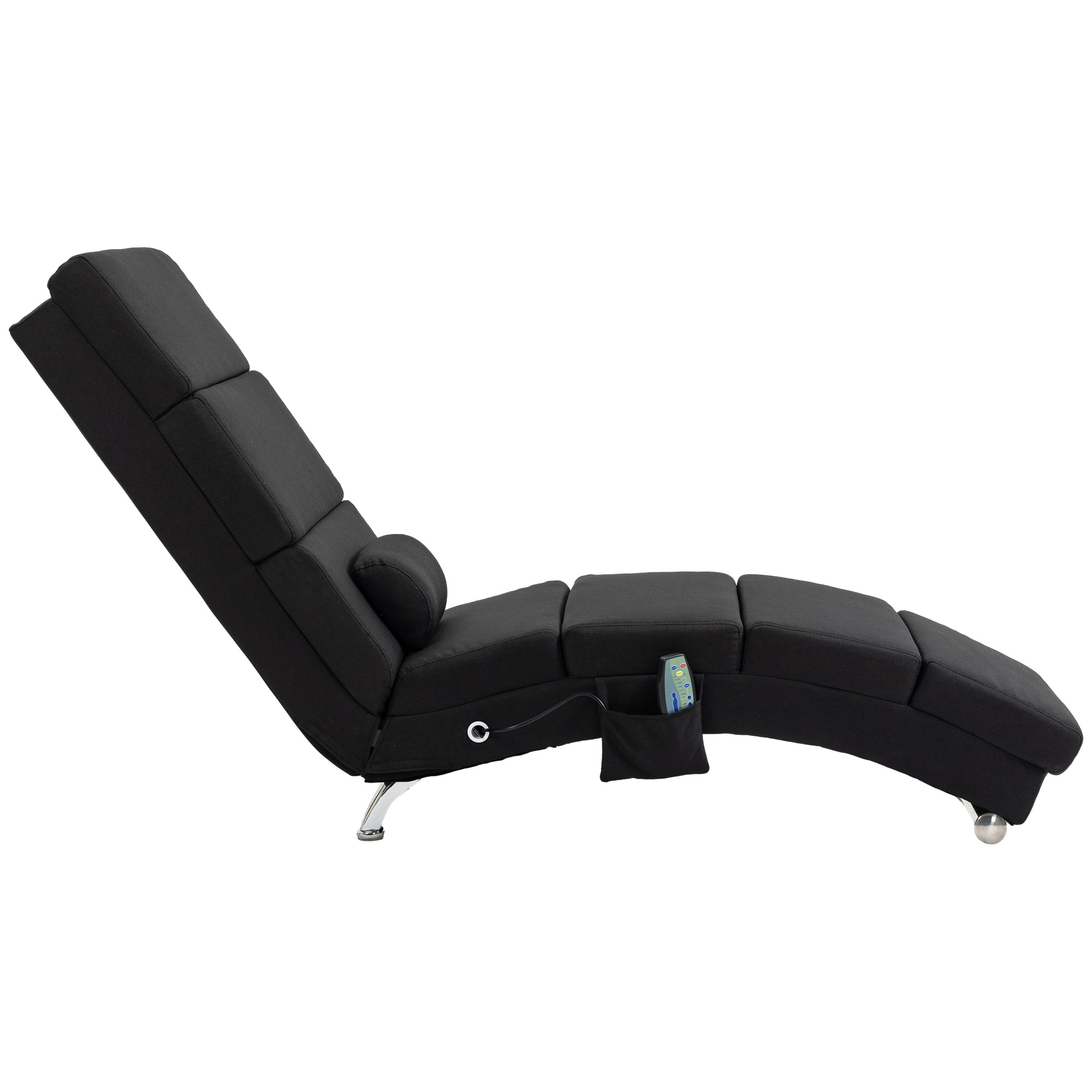 Massagesessel, Relaxsessel, Liegesessel mit 8 Vibrationspunkten, 5 Modi, 56 x 168 x 84 cm, Schwarz