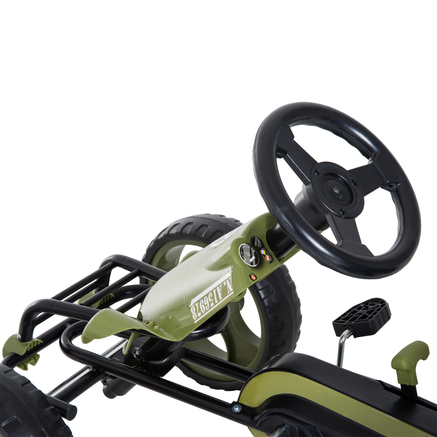 Go Kart Tretauto Tretfahrzeug mit Handbremse Kinderfahrzeug Kettcar Tretfahrzeug mit Verstellbarem Sitz ab 3 Jahren Grün 105 x 54 x 61cm