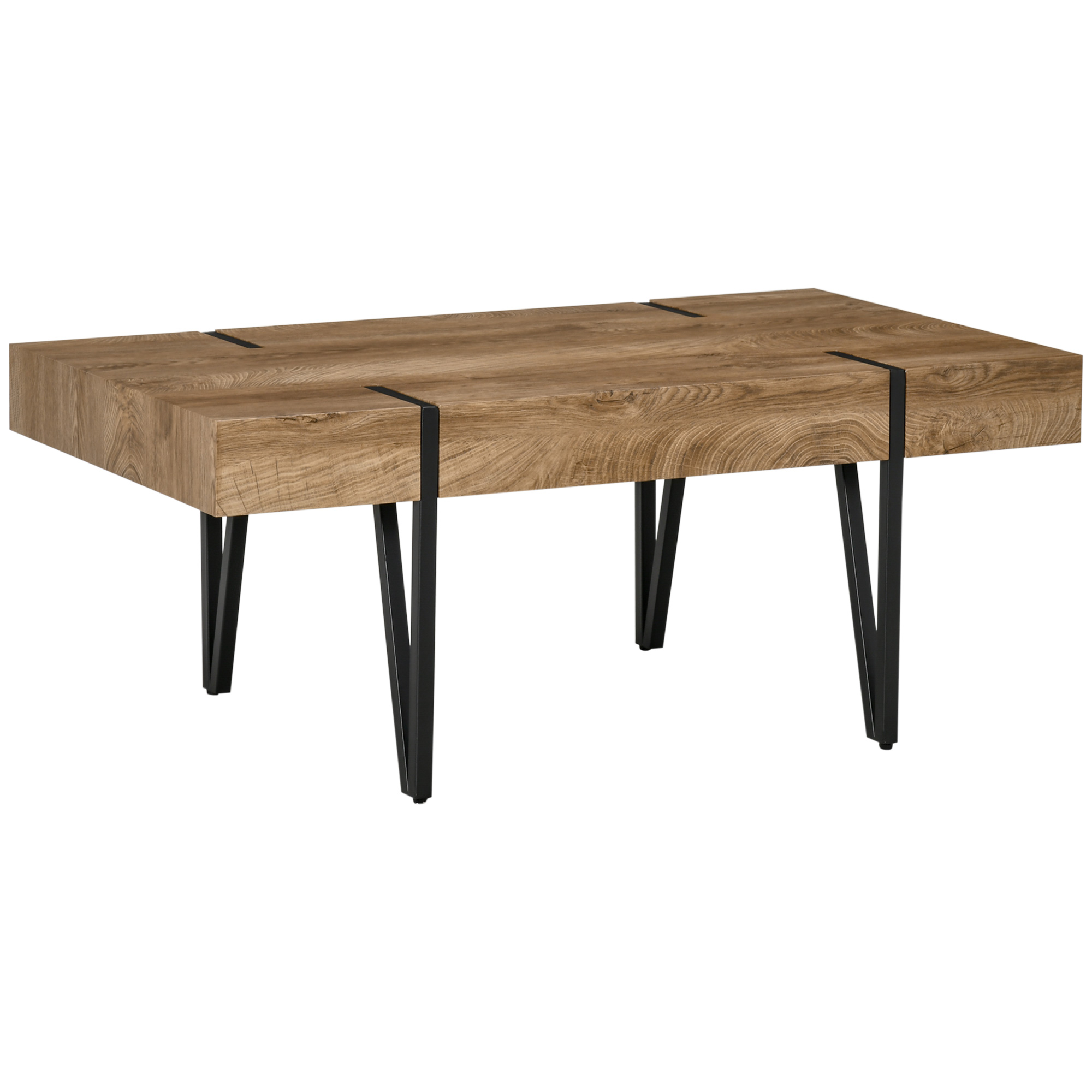 Couchtisch im Industriedesign 105 cm x 60 cm x 42 cm Schwarz + Braun