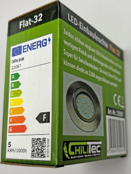 LED-Einbauleuchte "Flat-32" neutralweiß / 80x32mm, 5W, 590lm, Edelstahl gebürstet