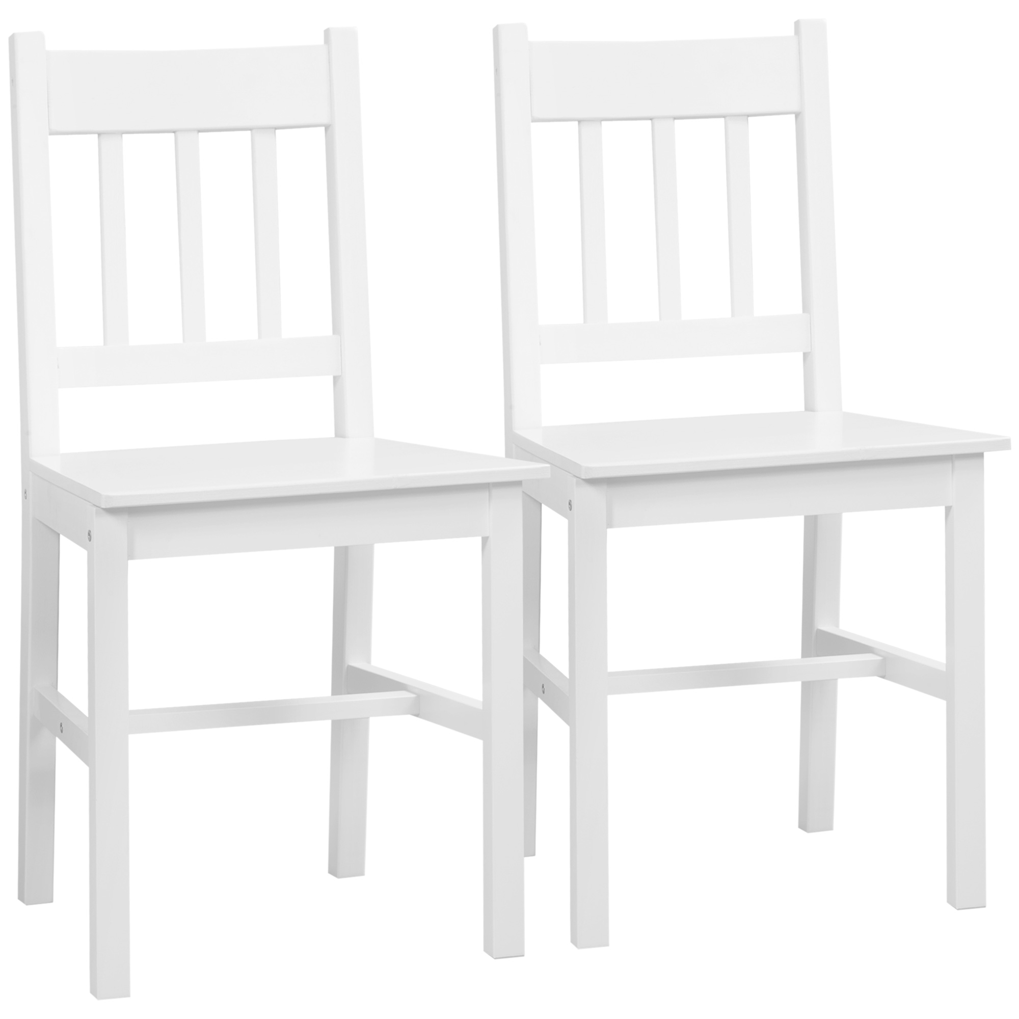 2er-Set Esszimmerstühle Küchenstühle Stühle, Massivholz, 41 cm x 46,5 cm x 85,5 cm, Weiß