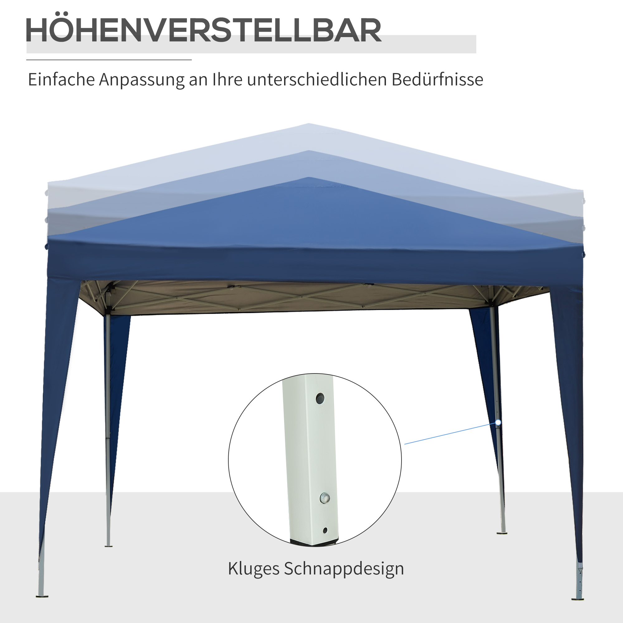 3 x 3 m Pavillon mit 4 Seitenwänden, Fenster, Festzelt mit UV-Schutz, Gartenzelt inkl. Tragetasche, Stahl, Blau