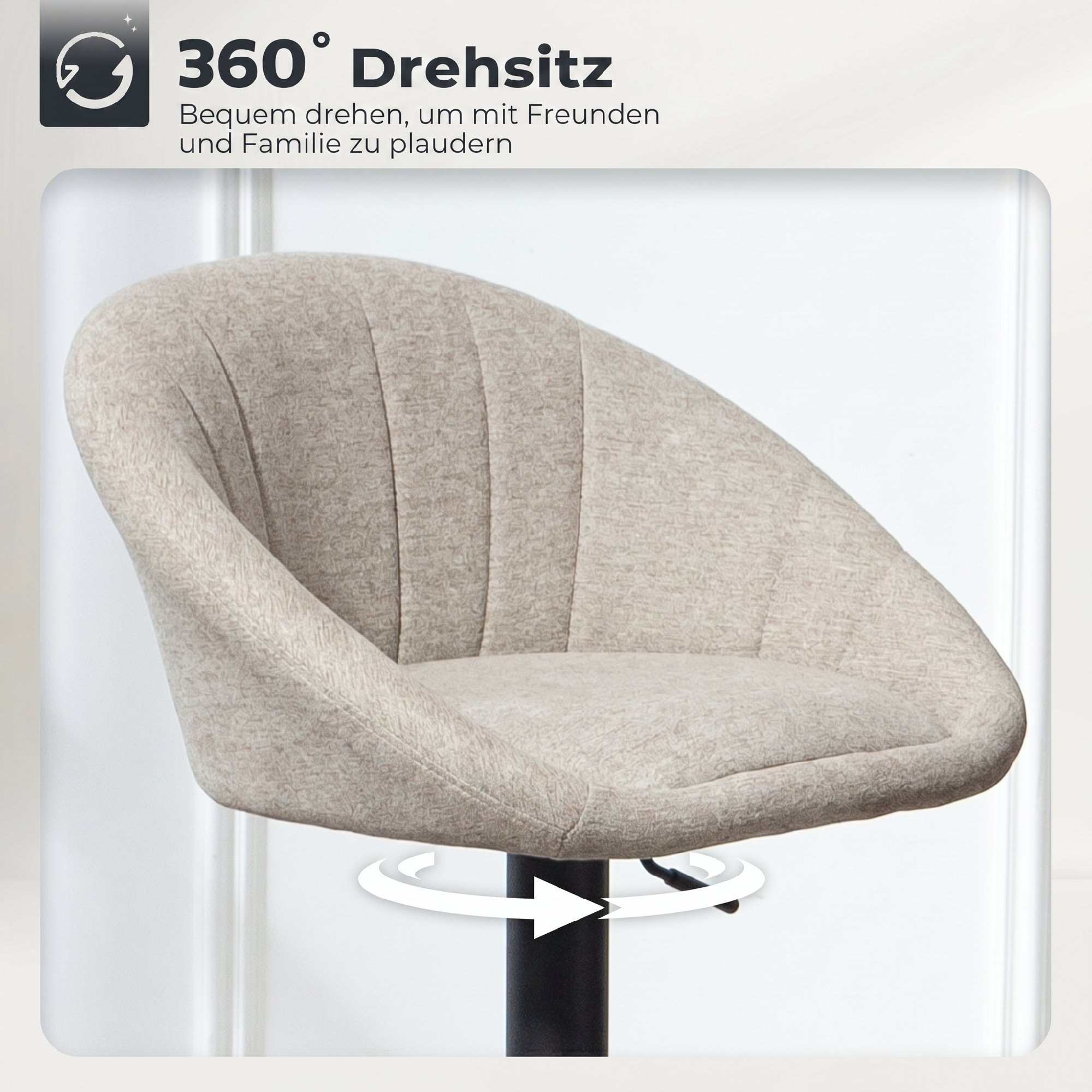 Barhocker 2er Set Drehbar Barstuhl mit Armlehnen und Rückenlehne für Küche