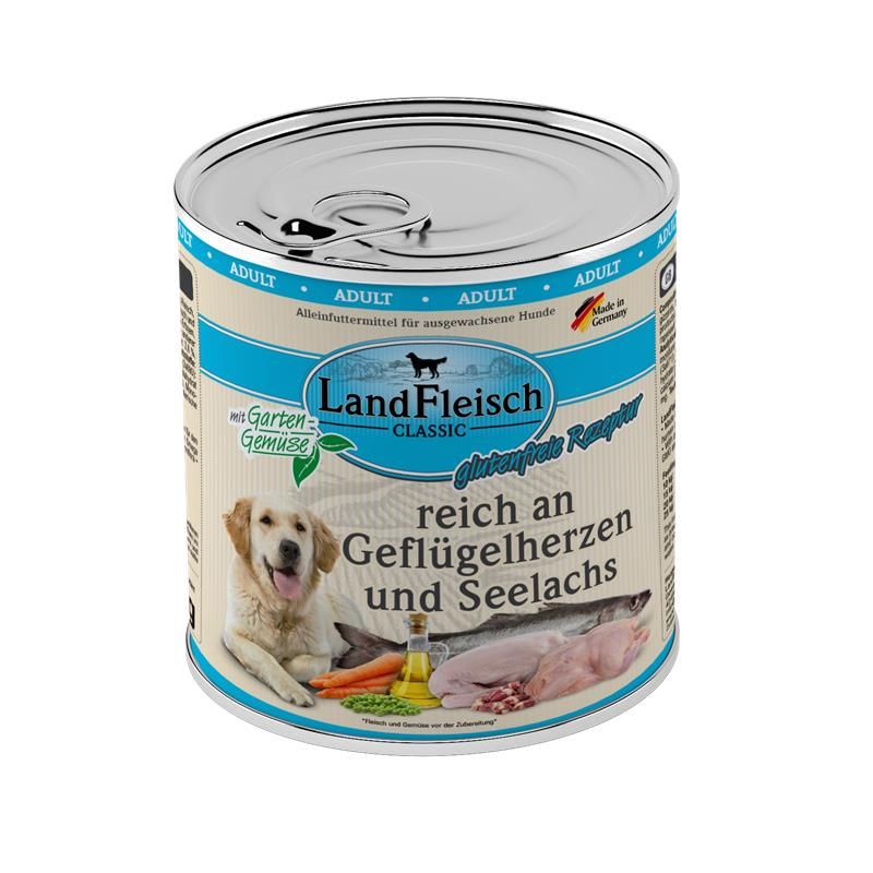 Landfleisch Dog Classic Geflügelherzen & Seelachs mit Gartengemüse - 800g Landfleisch Dog Classic Geflügelherzen & Seelachs mit Gartengemüse - 800g