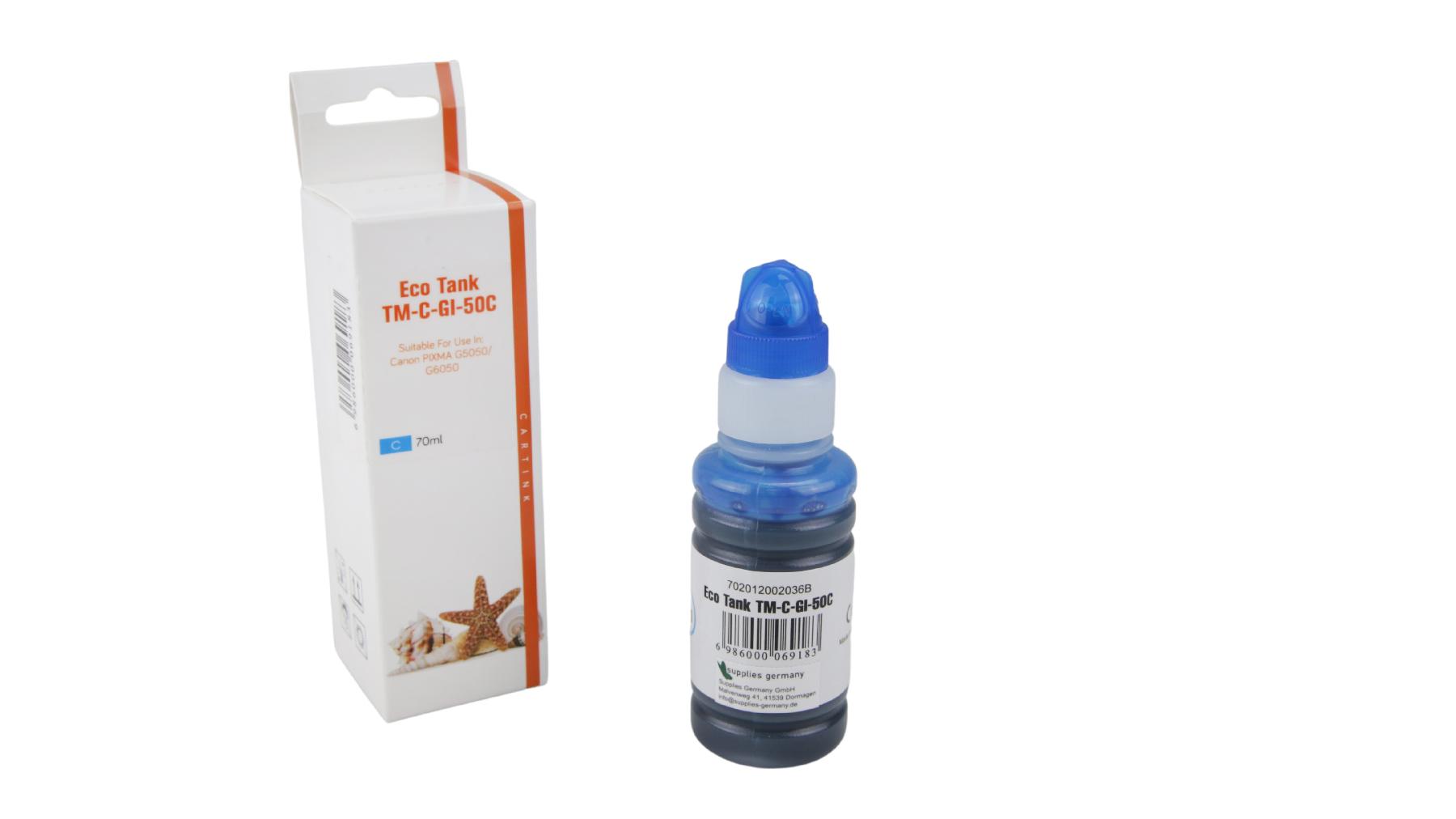 GI50C Eco Tank Nachfüllflasche Cyan für Canon / 3403C001 / 70ml GI50C Eco Tank Nachfüllflasche Cyan für Canon / 3403C001 / 70ml