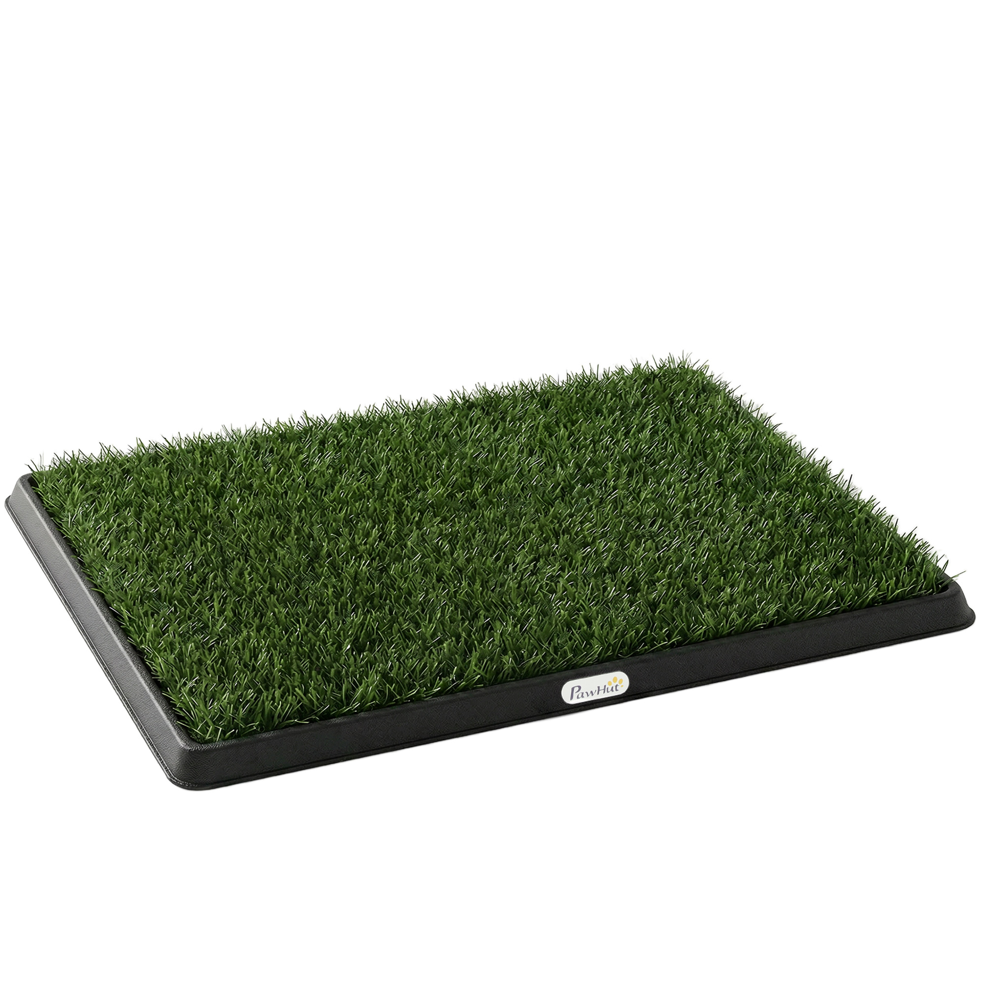 Hundetoilette 63 x 50,5 cm Hundeklo mit 2 Kunstrasen waschbar Welpentoilette für Hunde für Balkon Zuhause Schwarz+Grün