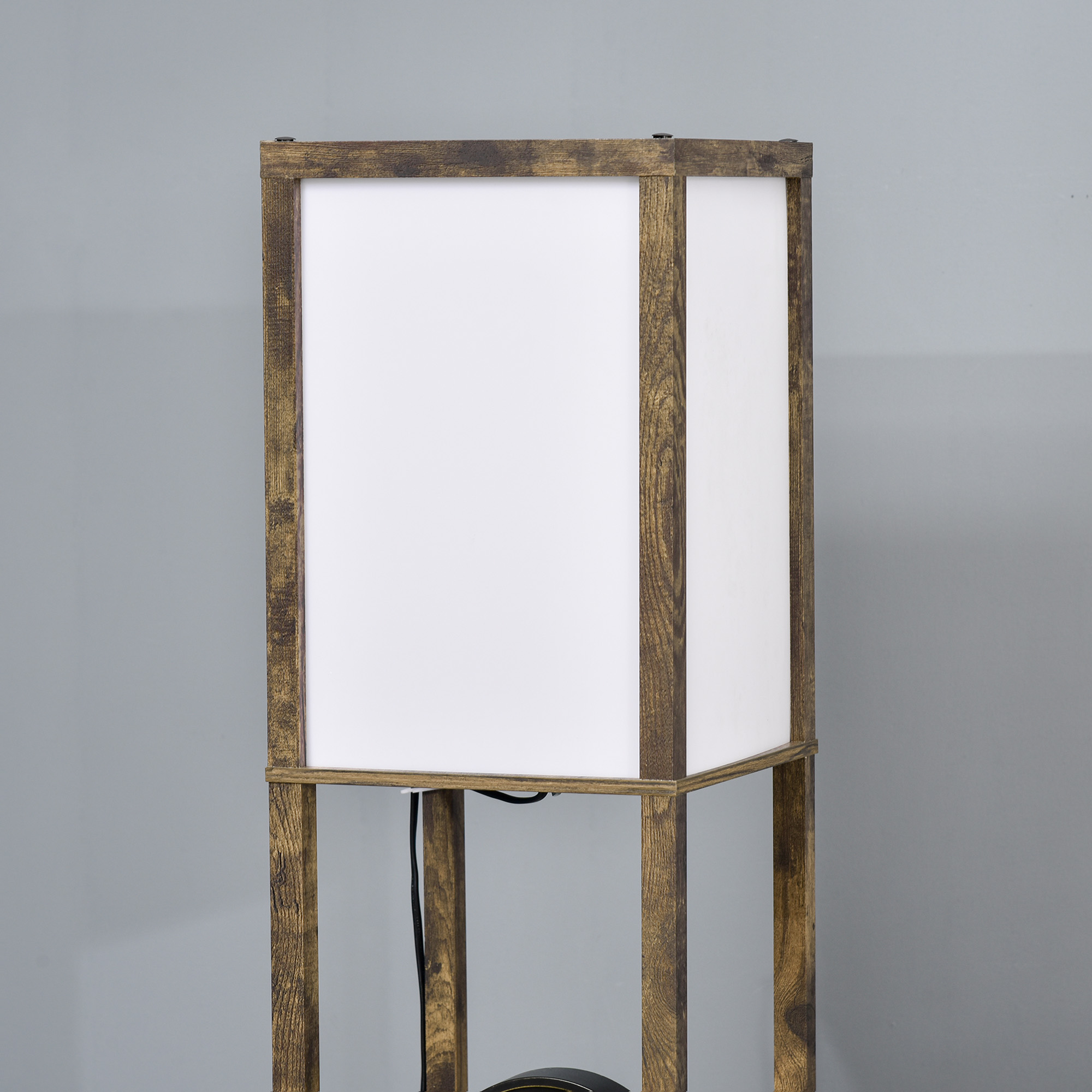 Stehlampe mit Regalen, Stehleuchte, Holz, 26 x 26 x 160 cm, für Wohn-/Schlafzimmer (Ohne Glühbirne)