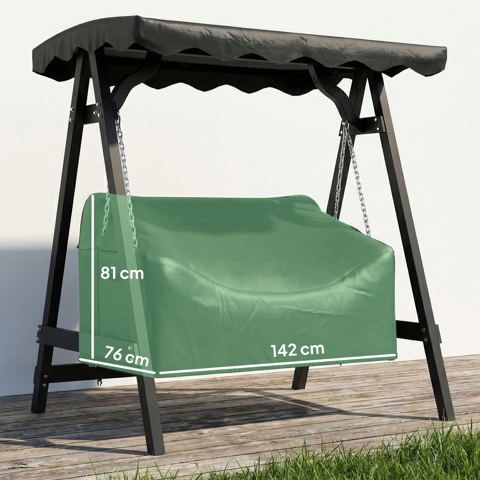 2-Sitzer Gartenschaukel-Abdeckung, wasserdichte Schutzhülle, winddicht und UV-beständig, 420D Oxford-Stoff