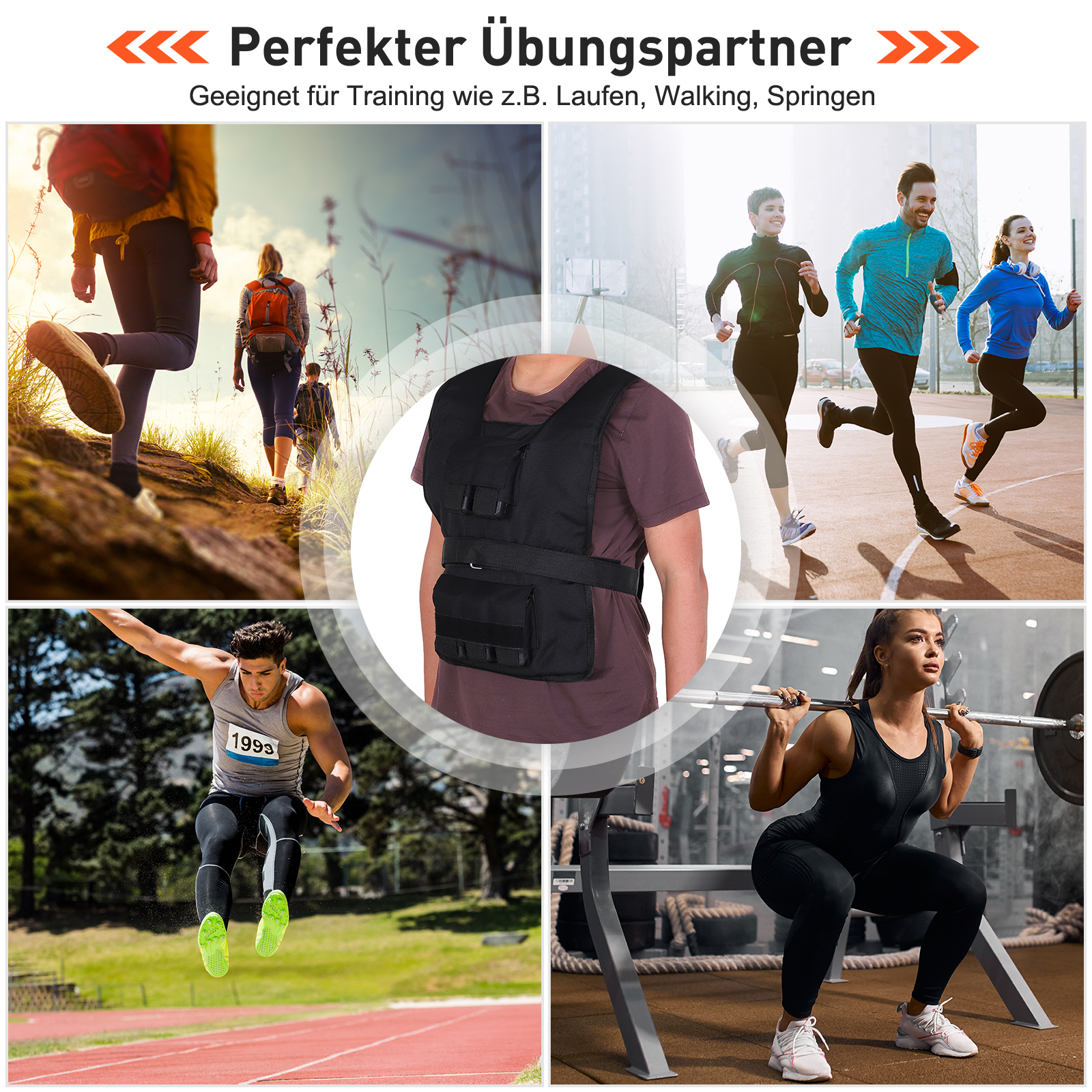 Gewichtsweste 15 KG / 20 KG / 30 KG verstellbare Trainingsweste mit herausnehmenbar Gewichten Laufweste Damen Herren für Muskelaufbau Krafttraining, Laufen, Fitness, Cross Training