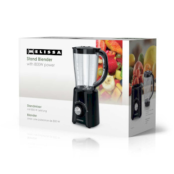 Blender | 800 W | 2 Geschwindigkeiten + Pulse | 4 Edelstahlklingen | 1,5-L-Kunststoffkanne| schwarz