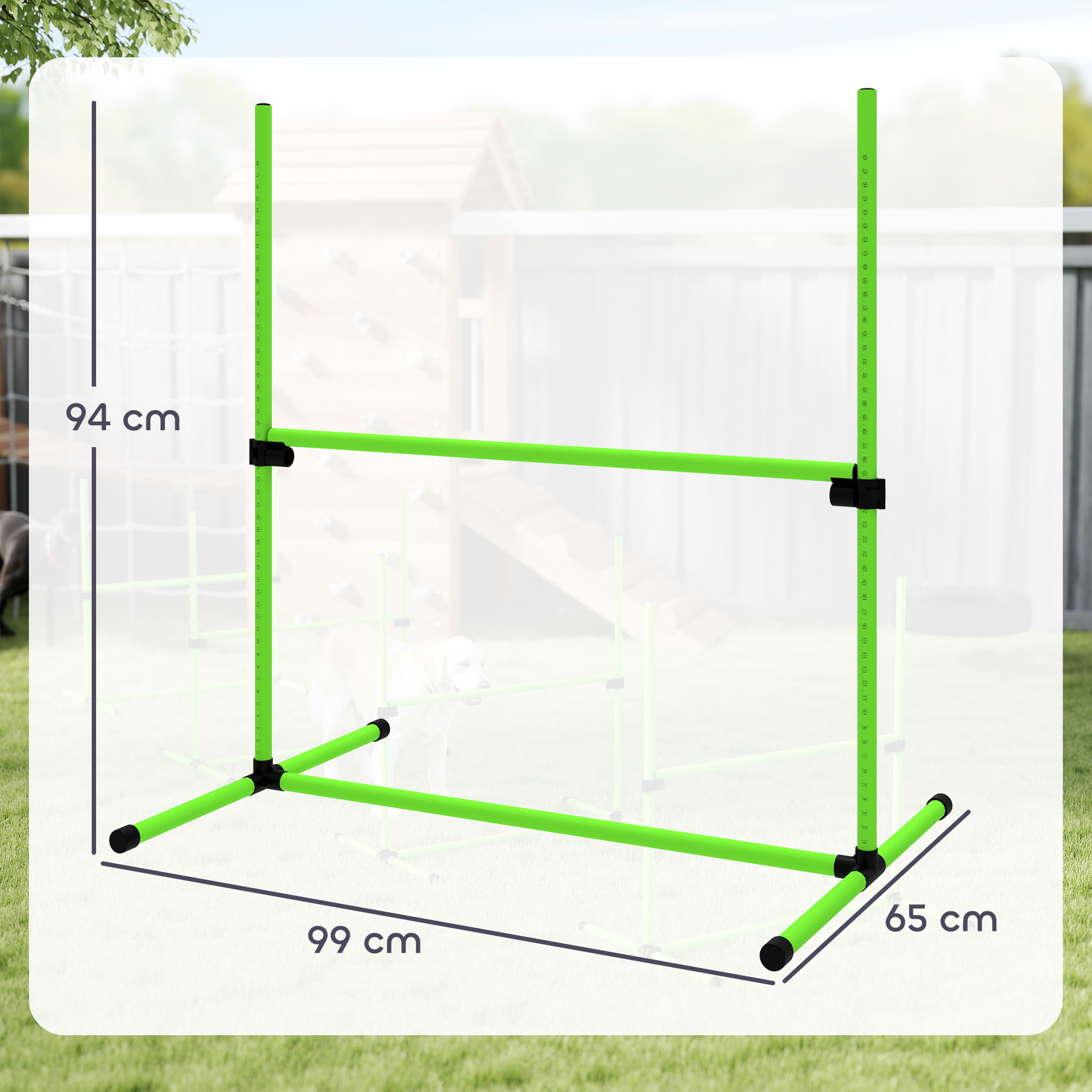Agility Set Hunde 4-teiliges höhenverstellbar Agility-Ausrüstung mit 4 Hürden Tragetasche 99 x 65 x 94 cm Grün