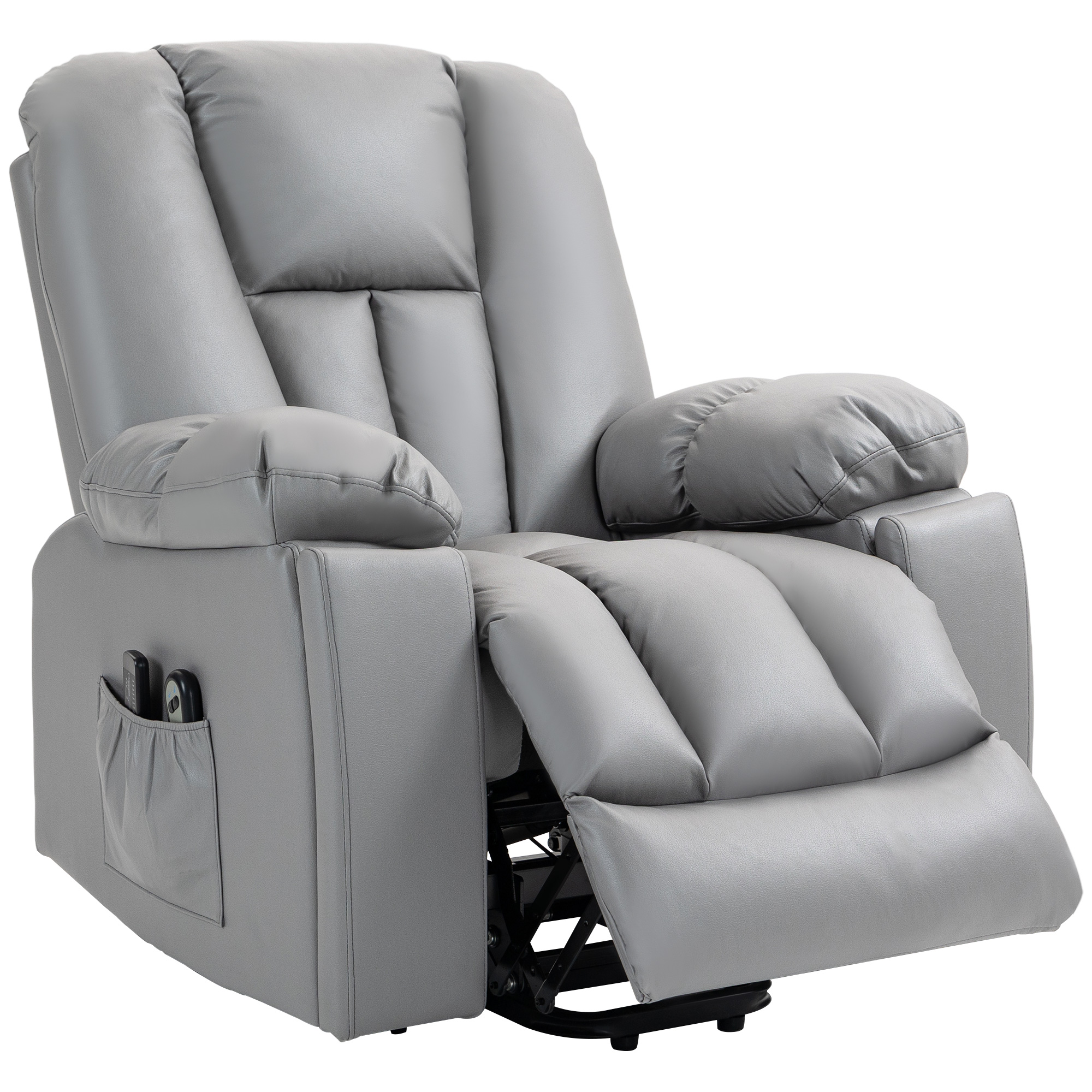 Massagesessel Relaxsessel Seniorensessel, Fernbedienung, Seitentaschen, 94 cm x 96 cm x 106 cm, Dunkelgrau