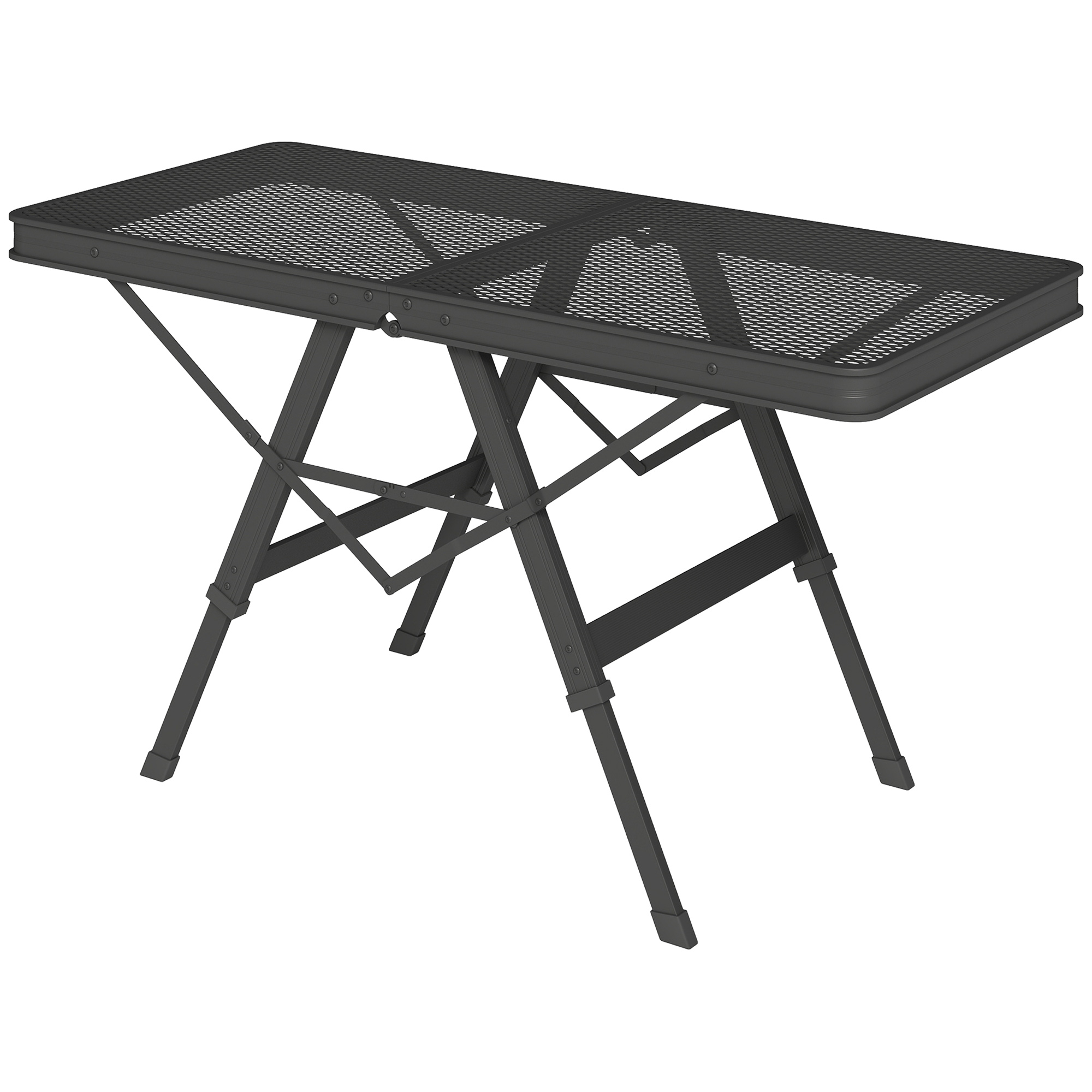 Campingtisch höhenverstellbar Klapptisch mit Metallgitter Klappbar aus Aluminium